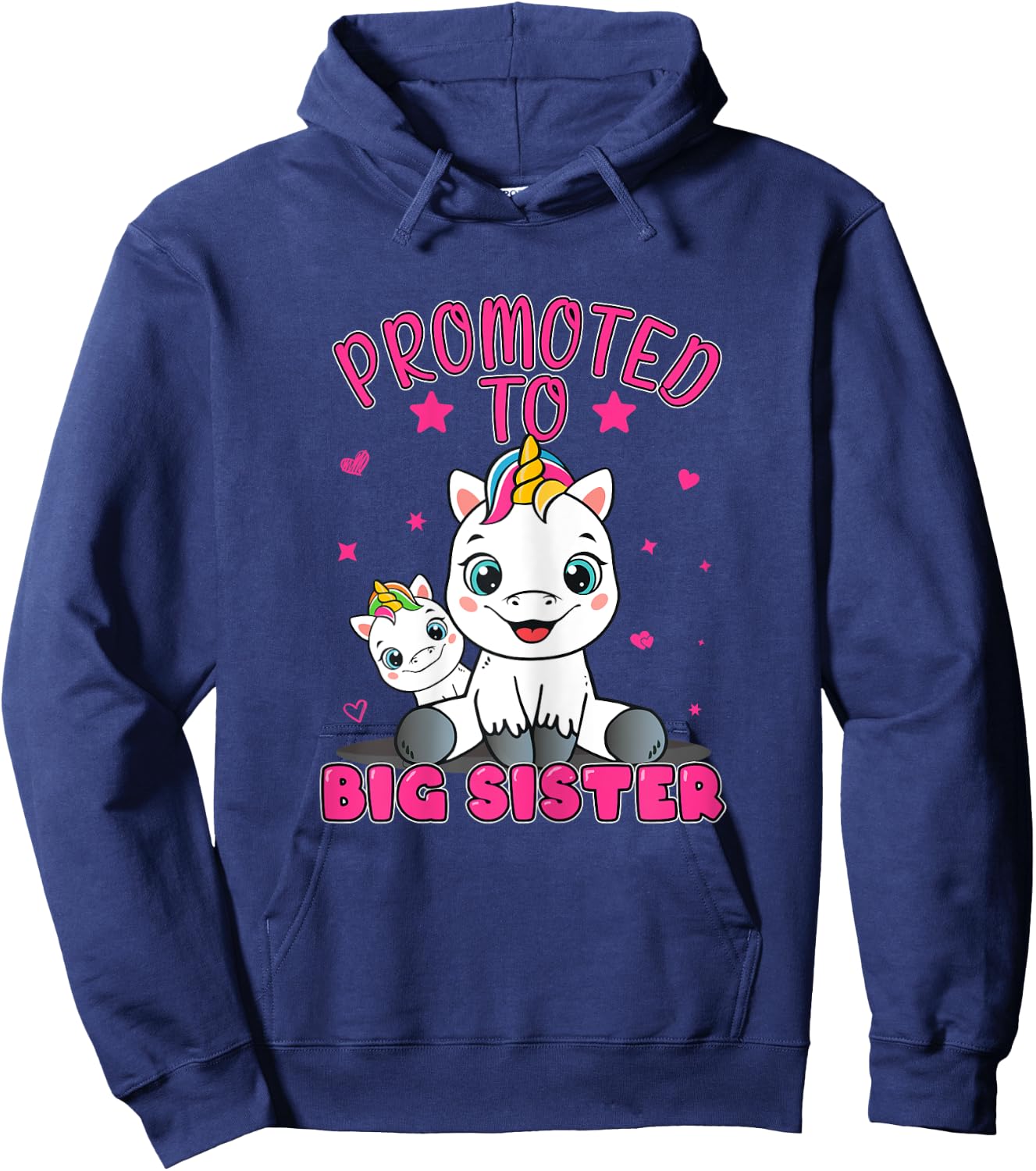 Promoted To Big Sister | Unicorn | Future Sister To Be Girls Hoodie - Hoodie | Navy