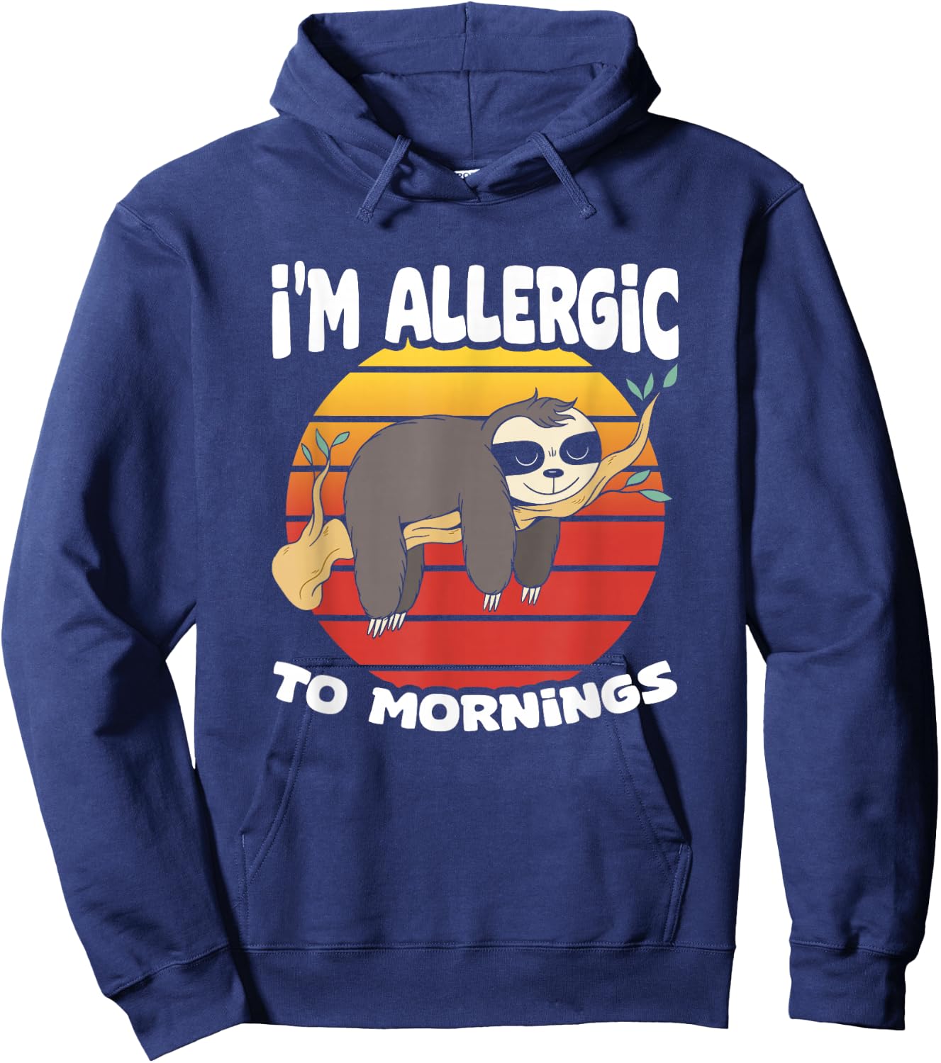 Allergic To Mornings Sloth Animal Sloths Lover Vintage Sloth Hoodie - Hoodie | Navy