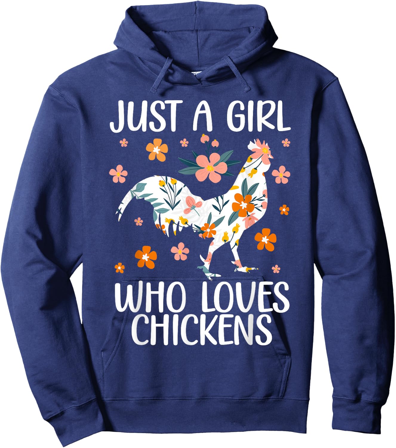 Funny Chicken Art For Girls Women Chick Flock Chicken Farmer Hoodie - Hoodie | Navy