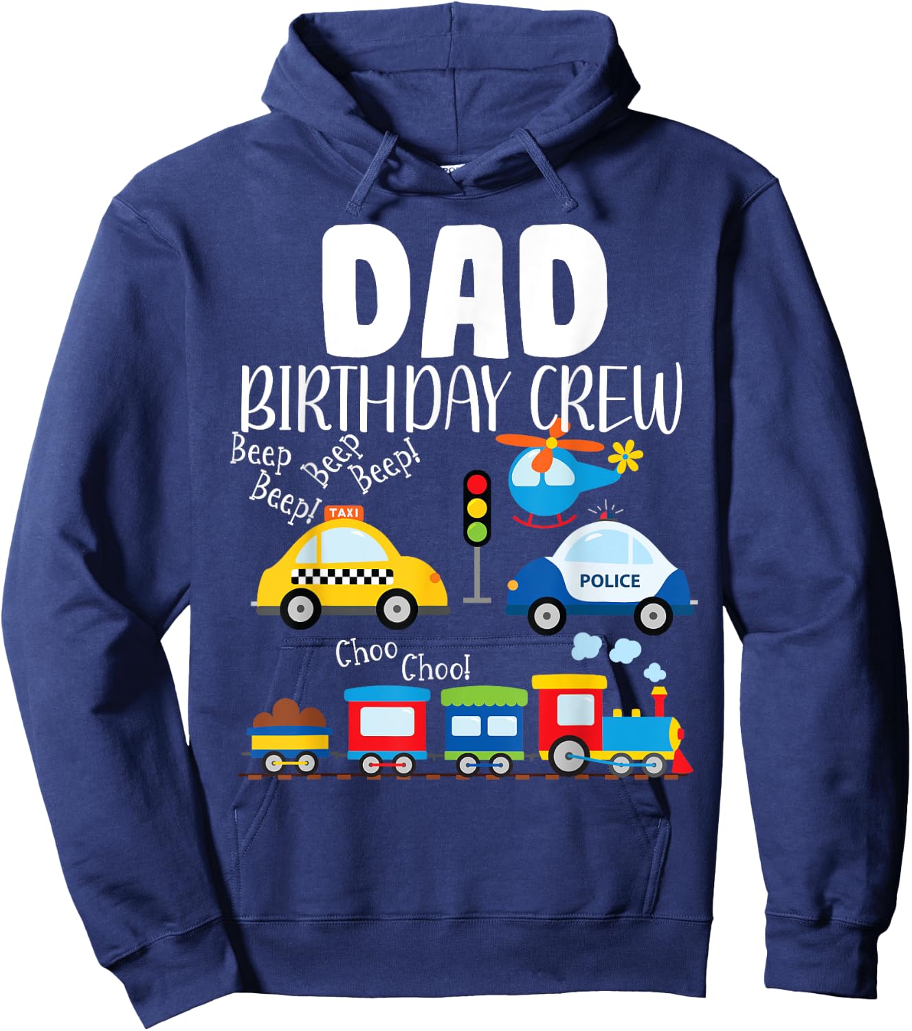 Dad Birthday Crew Trucks Train Birthday Party Toddler Bday Hoodie - Hoodie | Navy