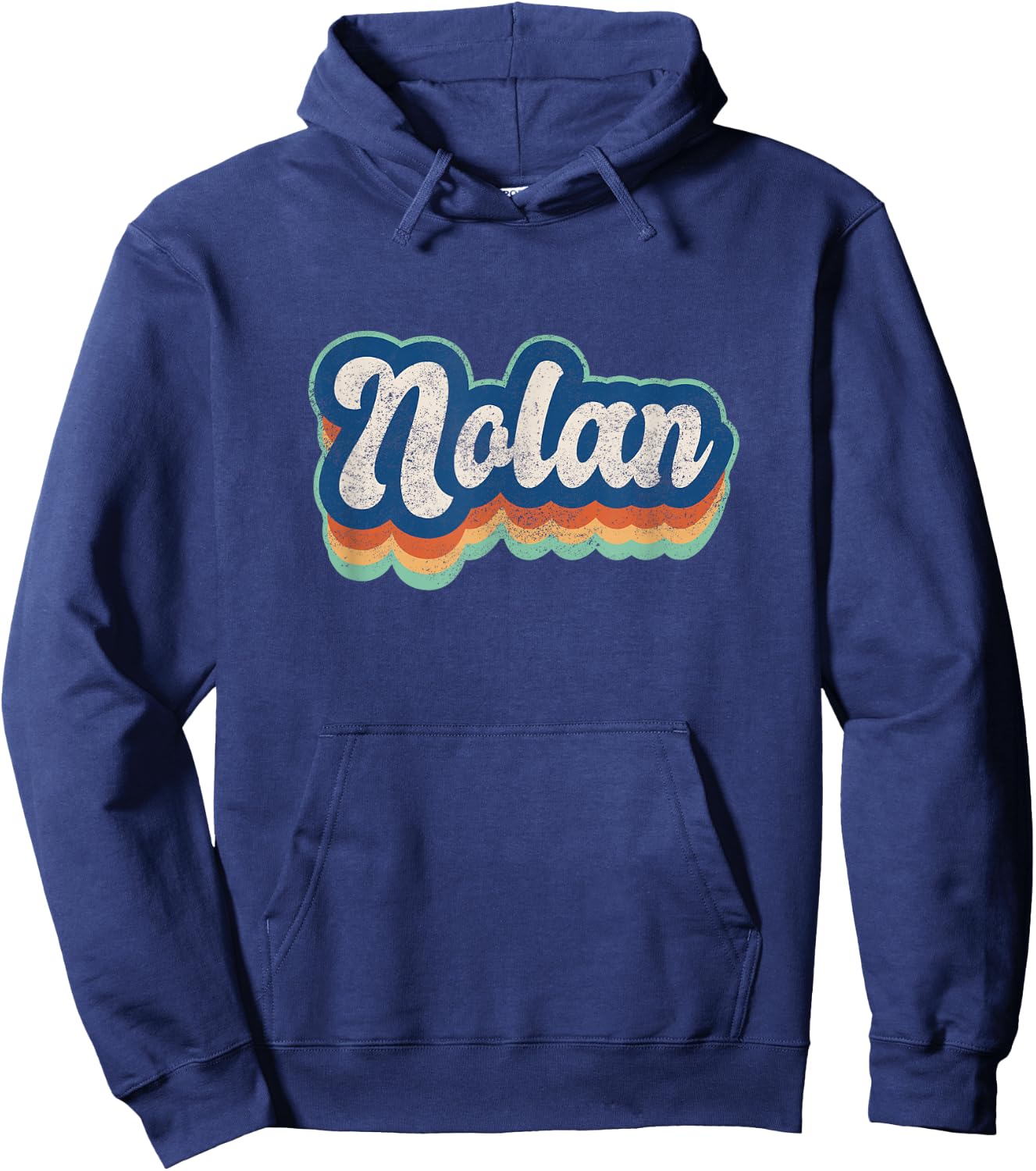 Nolan First Name Boy Vintage Style 70s 80s Personalized Hoodie - Hoodie | Navy
