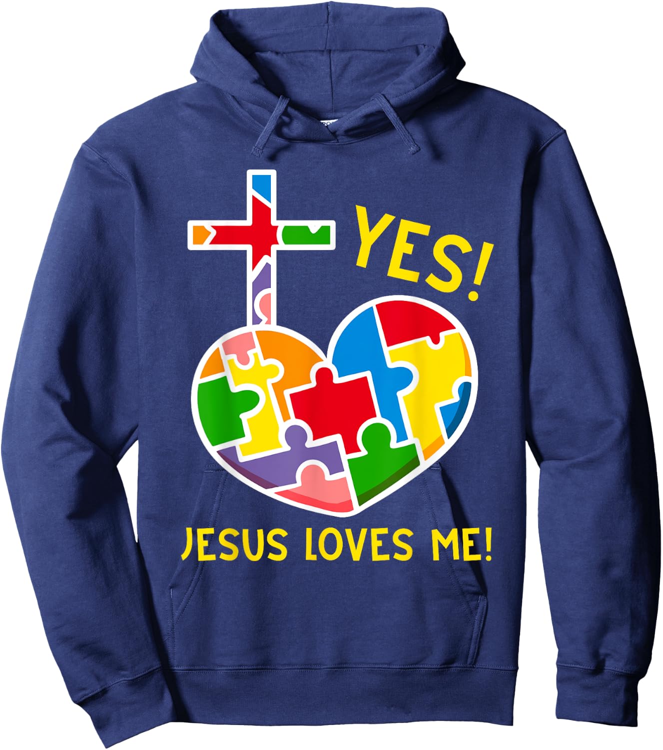 Yes, Jesus Loves Me Funny Puzzles Autism Awareness Kids Hoodie - Hoodie | Navy