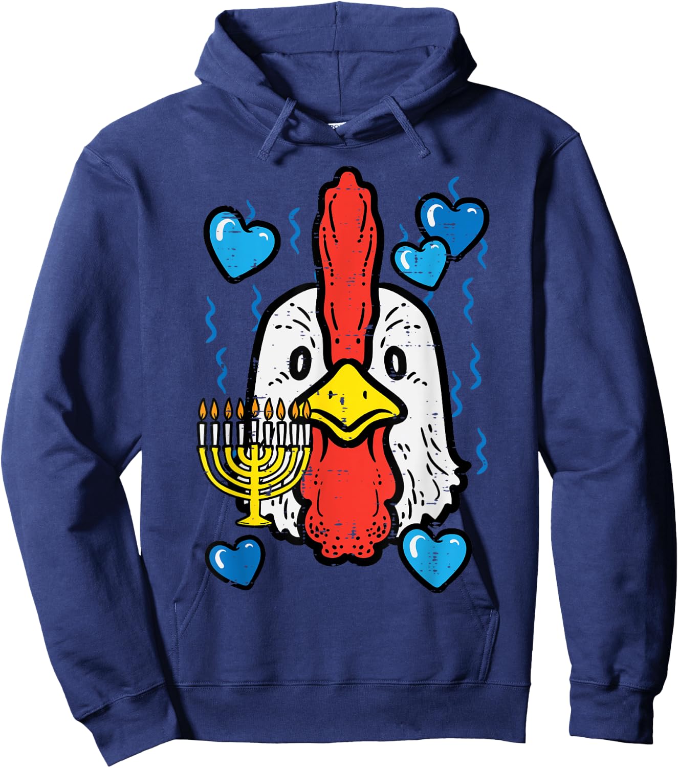Hanukkah Chicken Face Chanukah Farm Jew Women Girls Boys Kid Hoodie - Hoodie | Navy