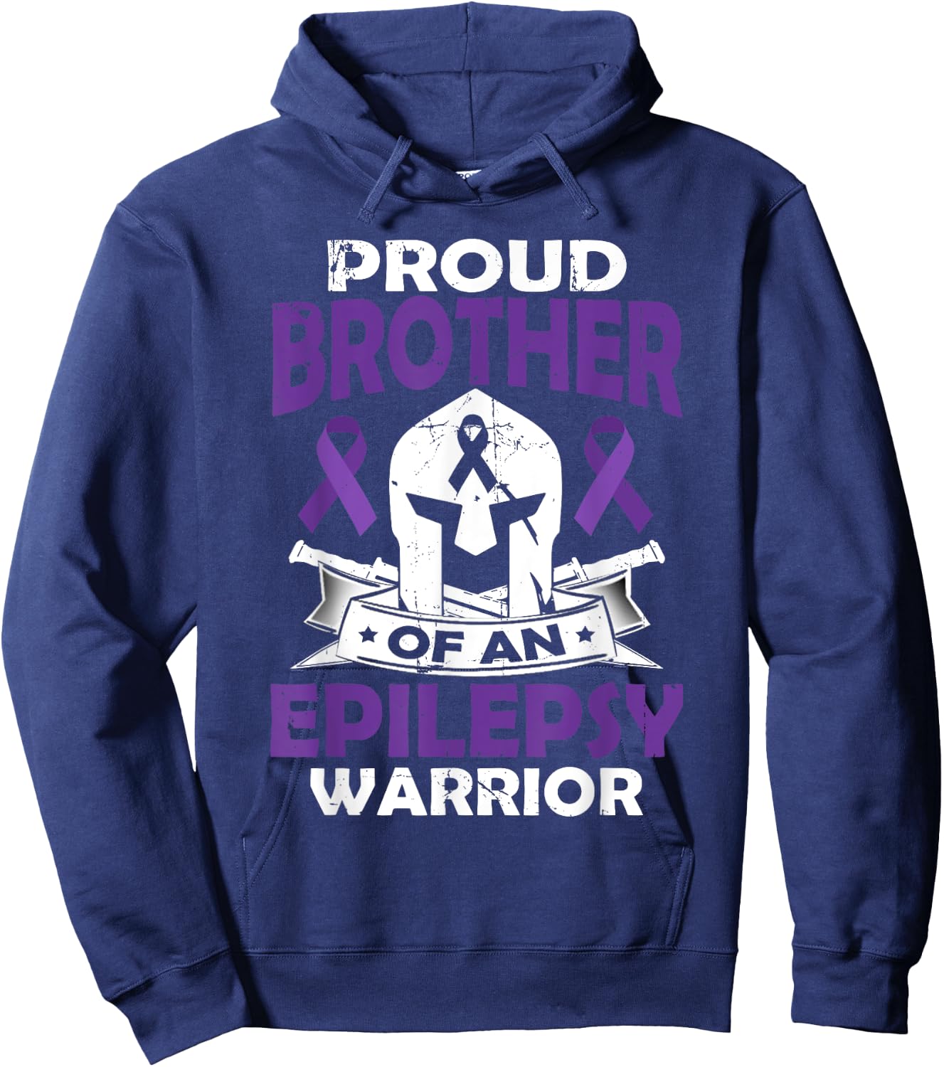 Proud Brother Of Epilepsy Warrior Seizure Disorder Awareness Hoodie - Hoodie | Navy