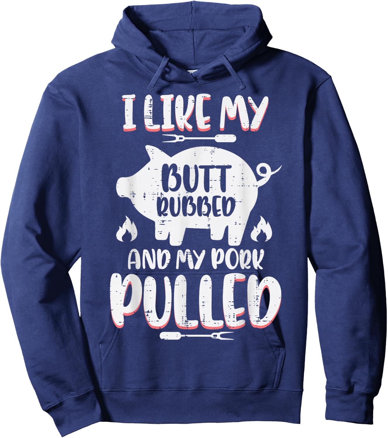 Bbq Pork Rubbed Pulled Funny Barbecue Pig Grill Men Hoodie - Hoodie | Navy