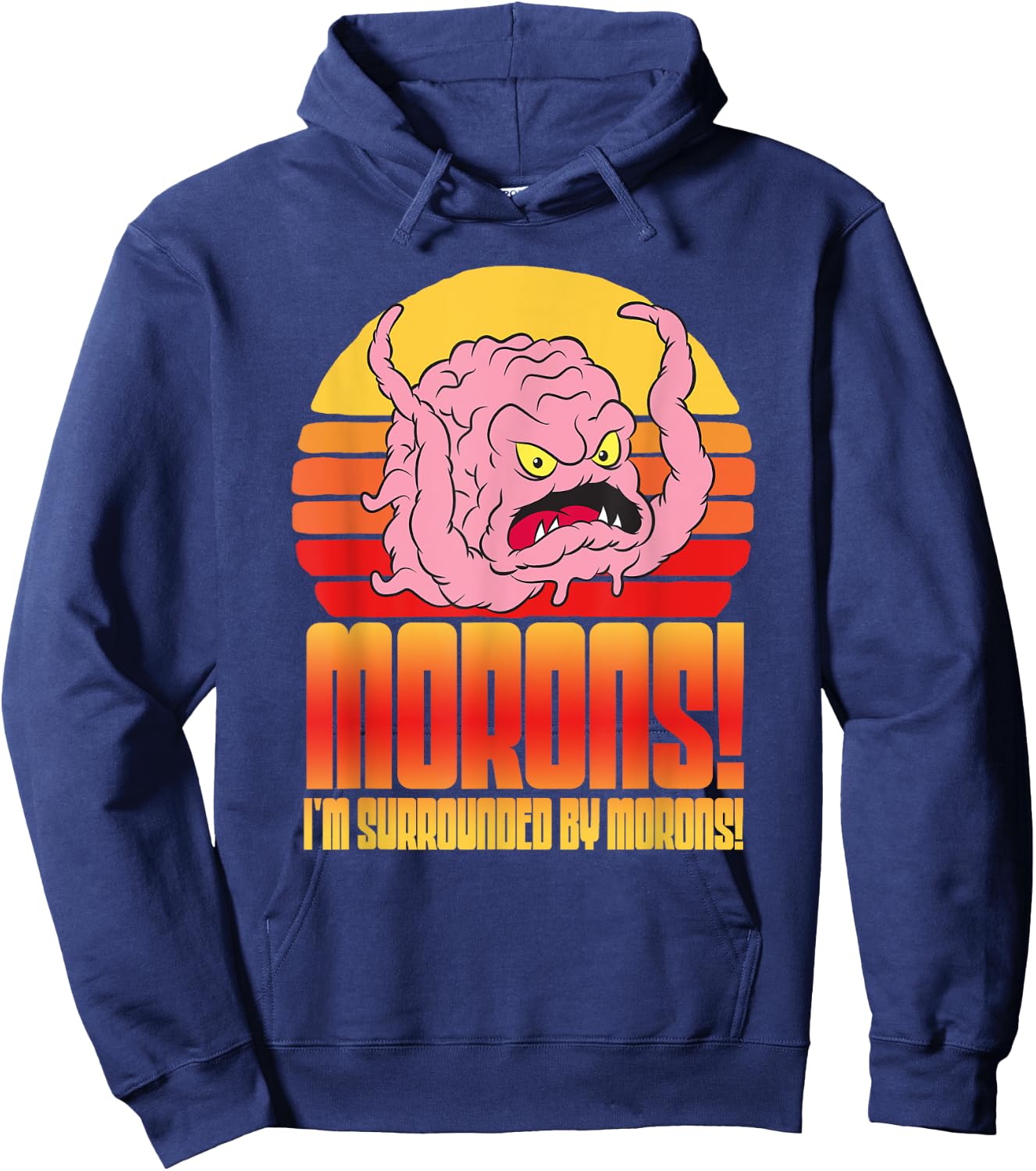 Mademark x Teenage Mutant Ninja Turtles - Krang: Morons! I’m Surrounded by Morons! TMNT Retro Funny Hoodie - Hoodie | Navy