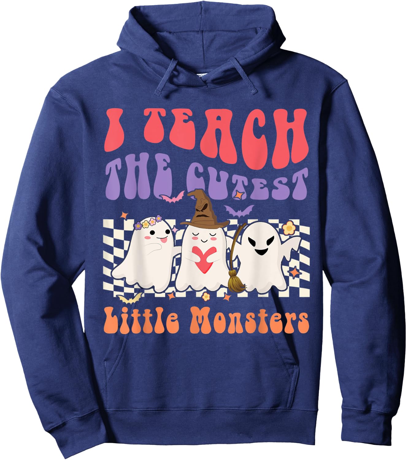 Ghost Witches I Teach The Cutest Monsters Halloween Teacher Hoodie - Hoodie | Navy