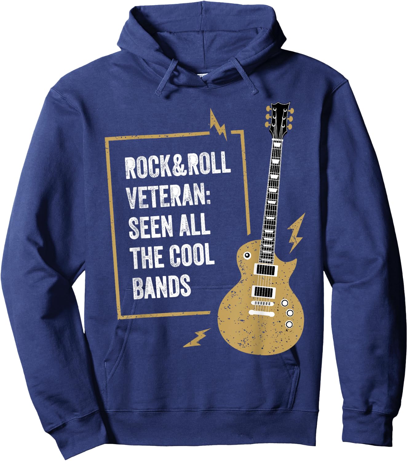 Rock&Roll Veteran Seen All The Cool Bands for Guitar Lover Hoodie - Hoodie | Navy