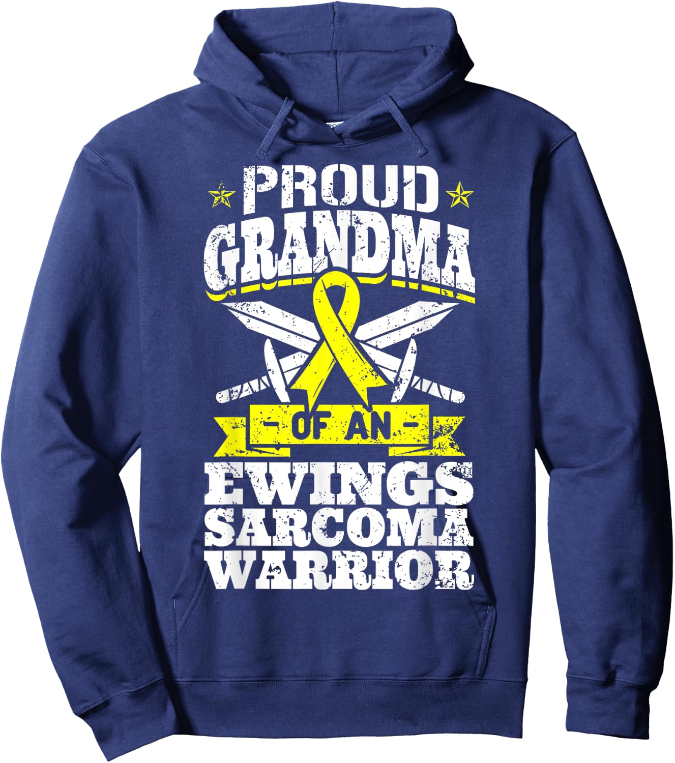 Proud Grandma Of An Ewings Sarcoma Warrior Awareness Ribbon Hoodie - Hoodie | Navy