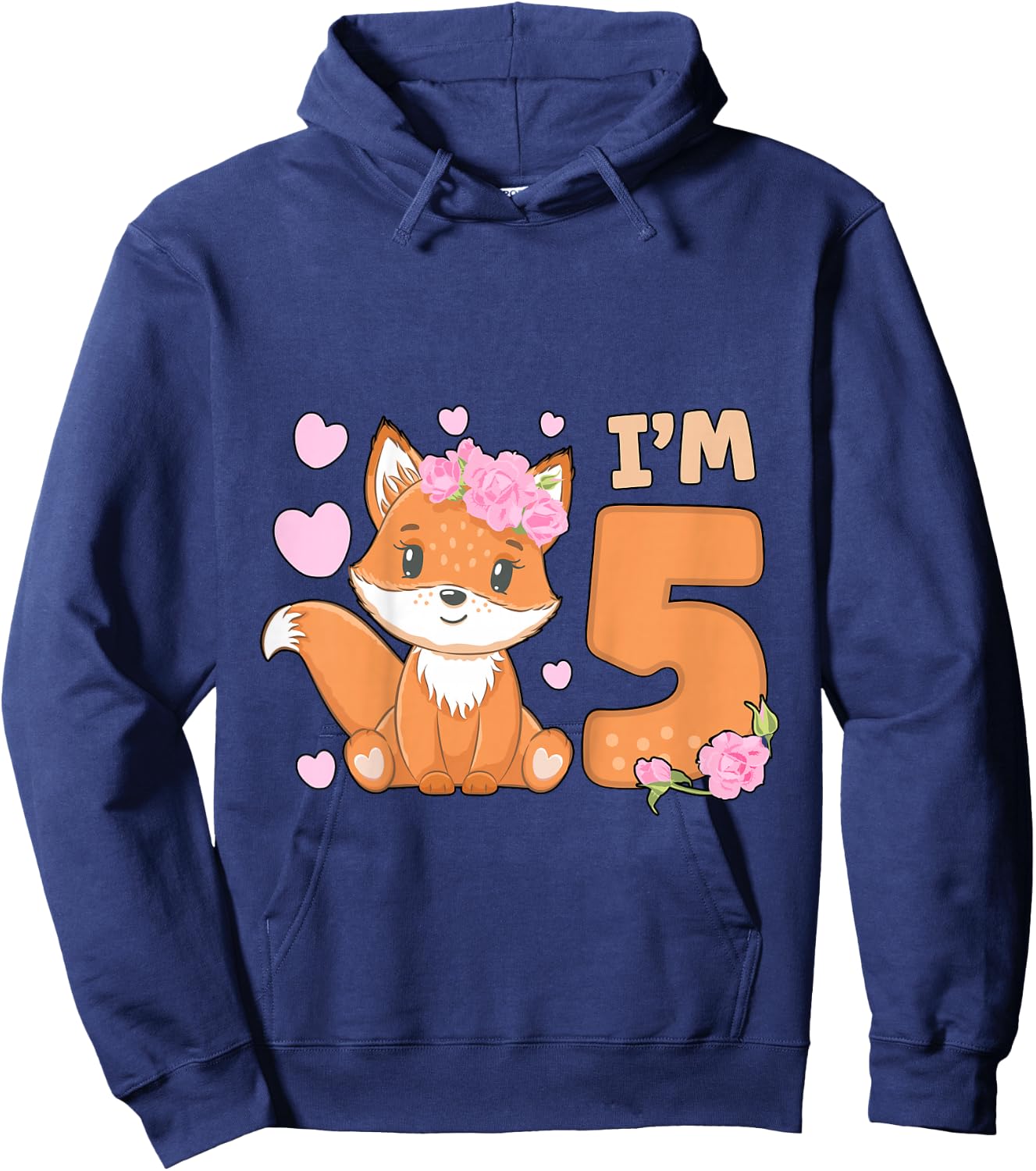5th Fox Birthday Party Five Year Old Girl Fox Birthday Hoodie - Hoodie | Navy