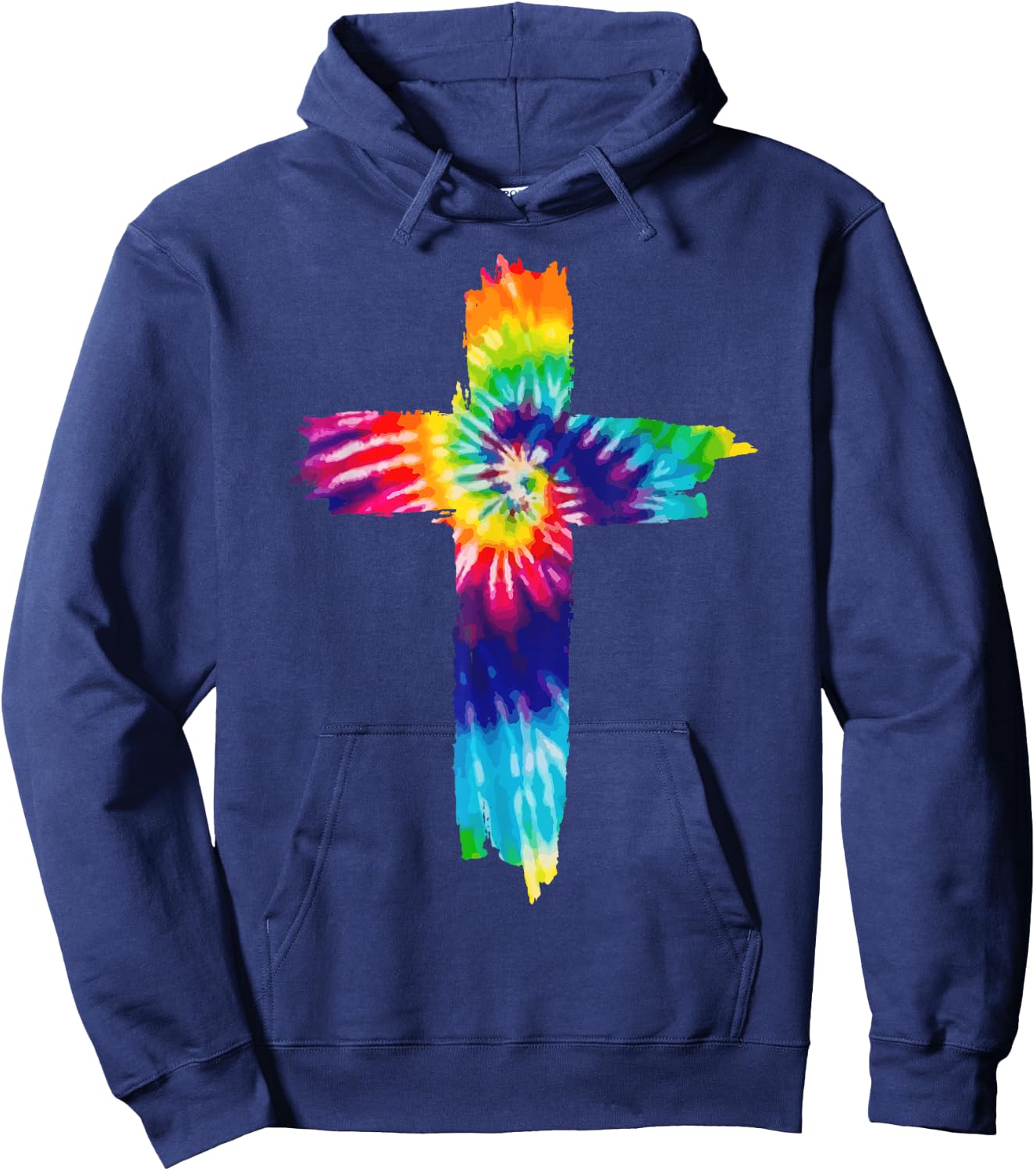Cross Tie Dye Christian Jesus Hippie Bible Religious Hoodie - Hoodie | Navy