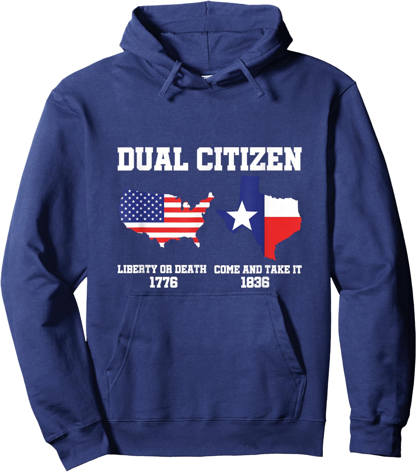 Dual Citizen of Texas and USA, Texas and USA Flag Hoodie - Hoodie | Navy