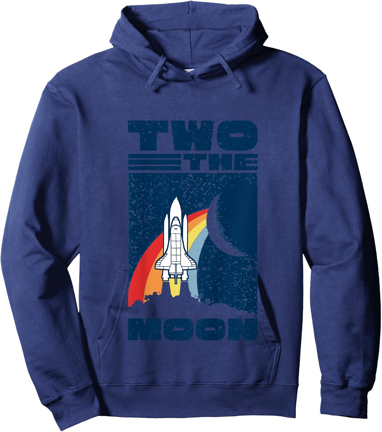 Vintage Retro Two The Moon 2 Year Old 2nd Birthday Party Hoodie - Hoodie | Navy