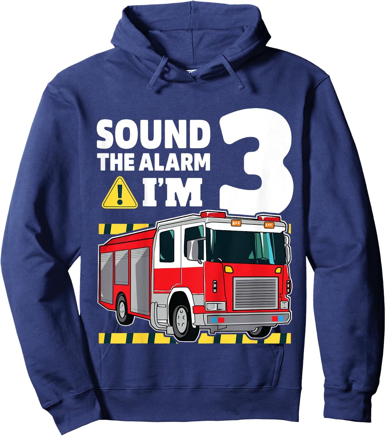 Kids 3rd Birthday Boy Fire Truck 3 Three Year Old Firefighter Hoodie - Hoodie | Navy