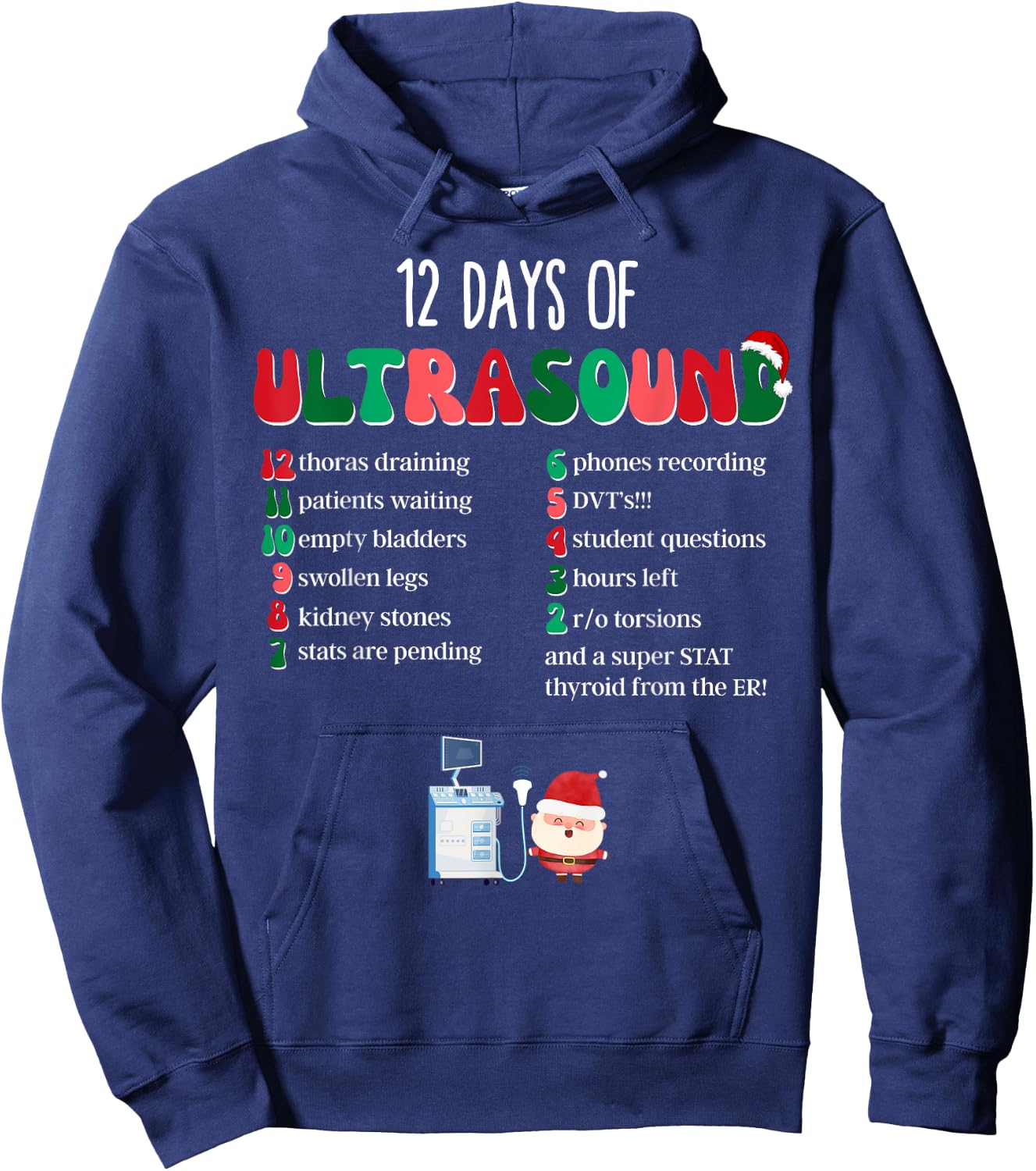 12 Days Of Ultrasound Tech Sonographer Christmas Women Men Hoodie - Hoodie | Navy