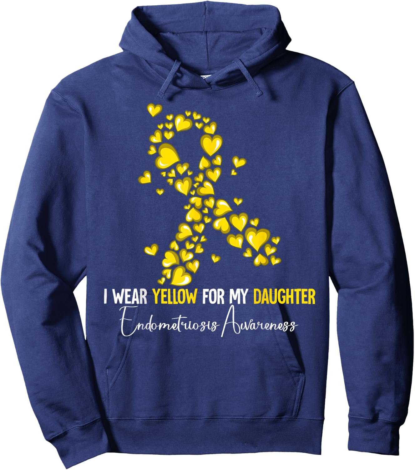 I Wear Yellow For My Daughter Endometriosis Awareness Hoodie - Hoodie | Navy
