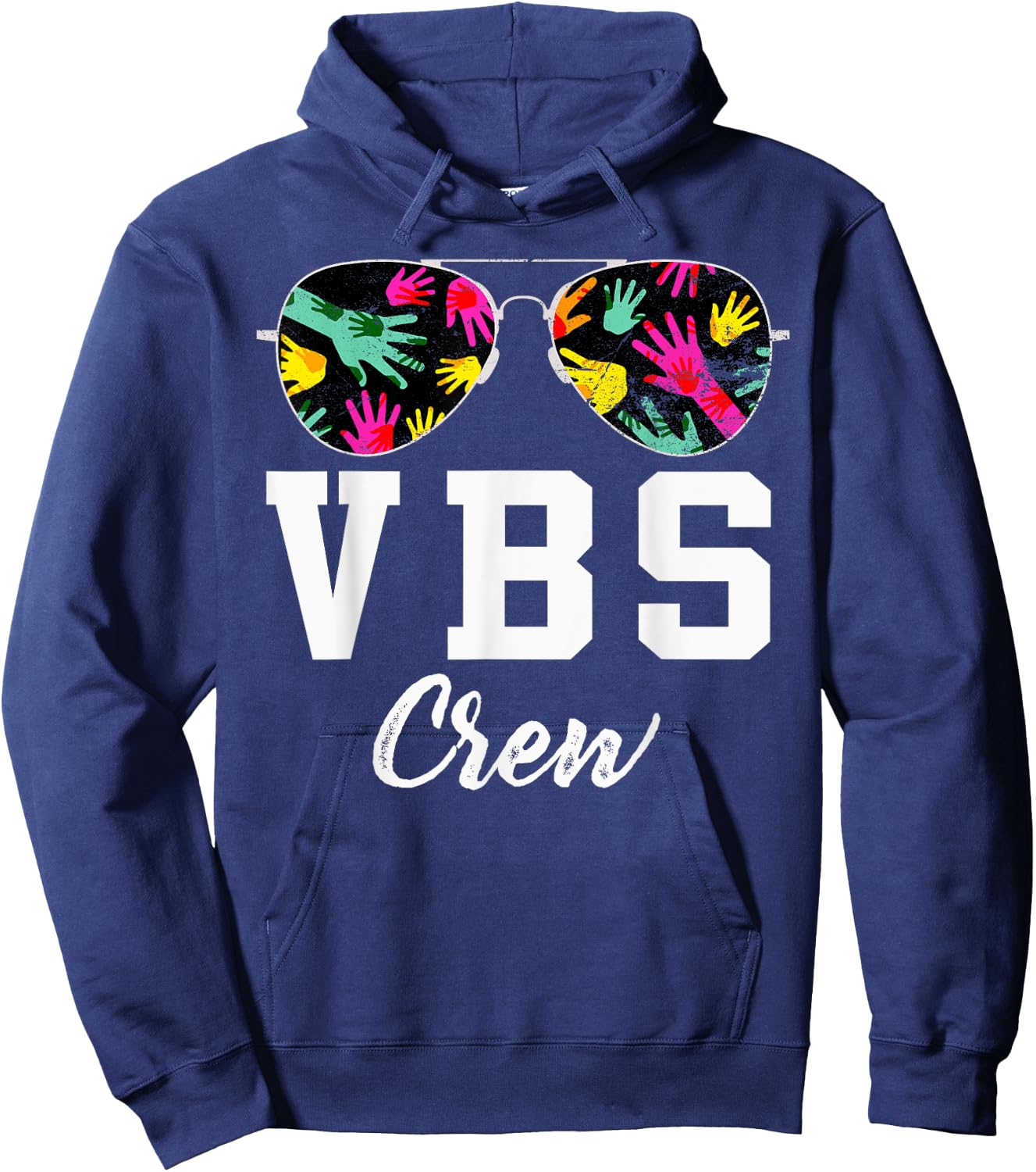 VBS Crew Vacation Bible VBS Teacher Handprints Sunglasses Hoodie - Hoodie | Navy