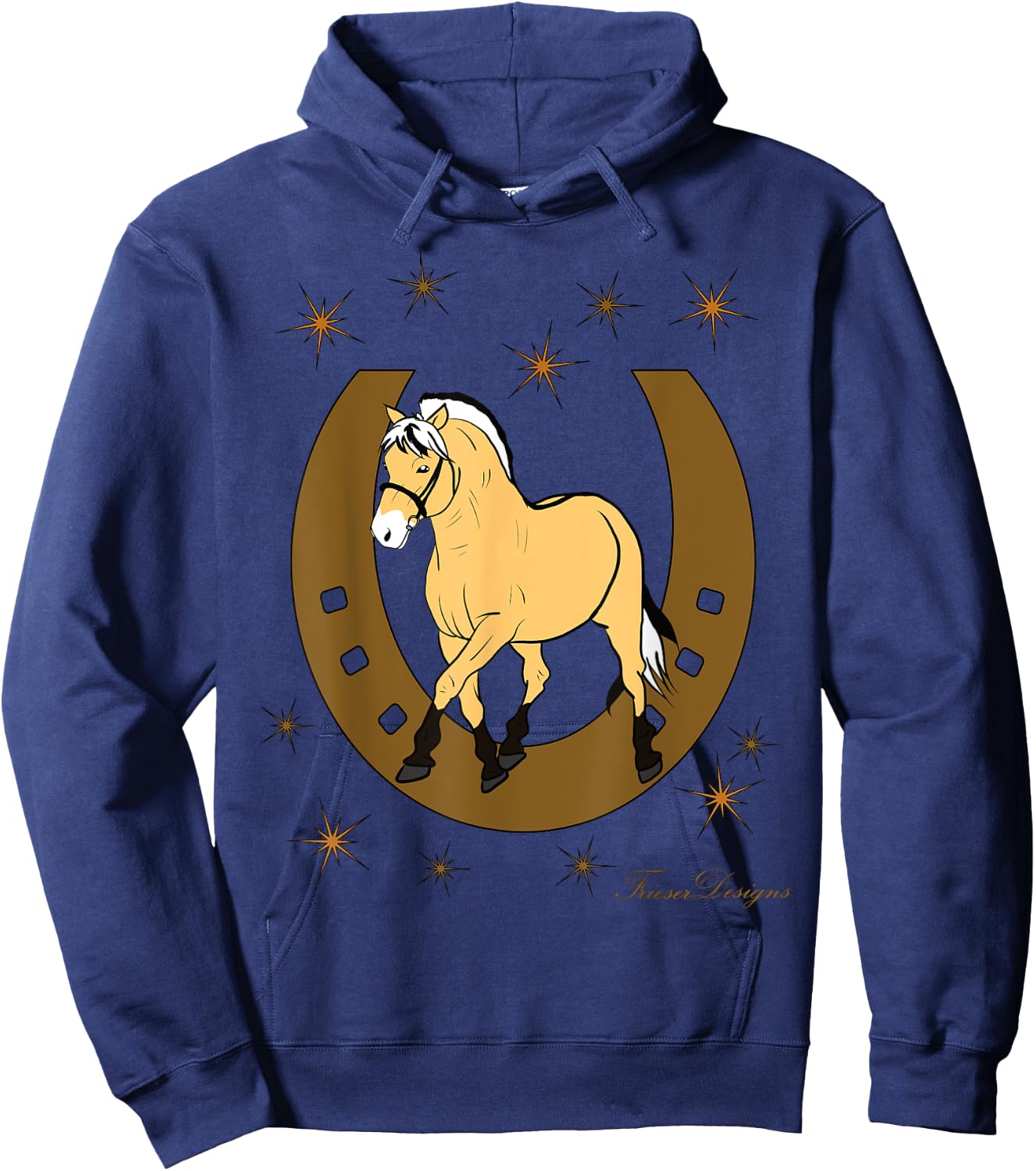 Fjord Horse, Fjord, Fjordi with Horseshoe Pony Fan Cute Horses Hoodie - Hoodie | Navy