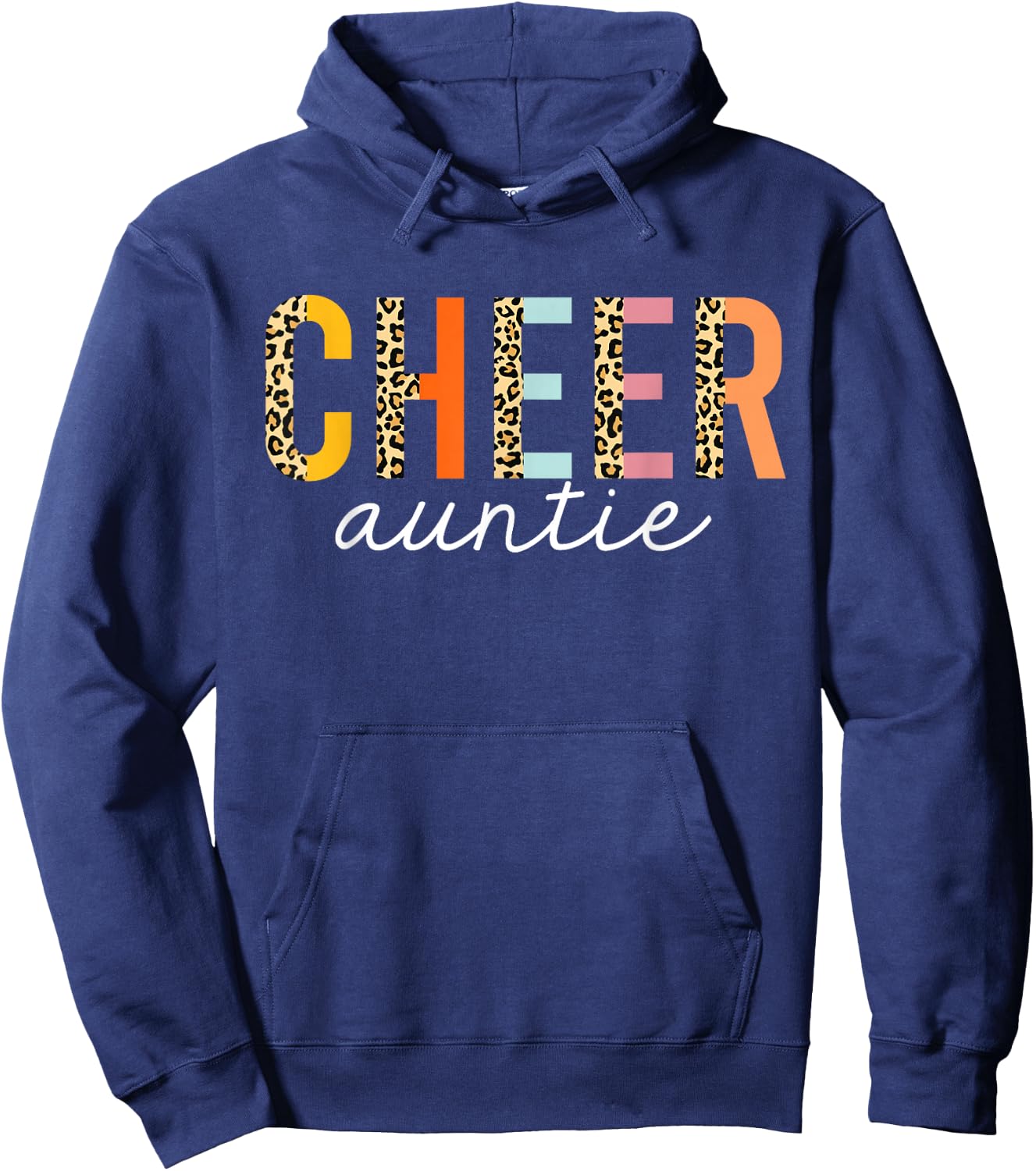 Cheer Auntie Leopard Cheerleader Girl Cheerleading Aunt Hoodie - Hoodie | Navy
