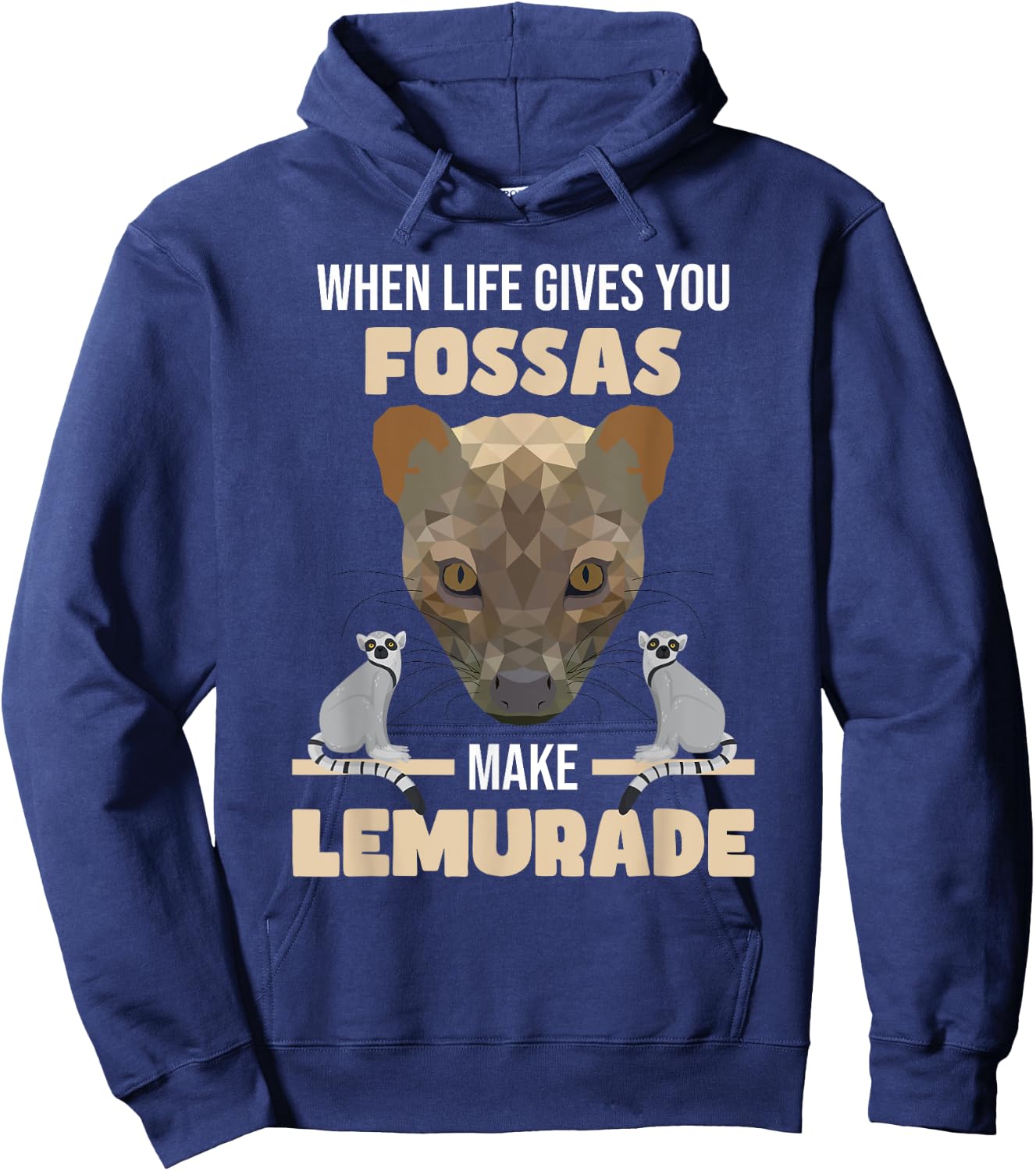 Fossa Hunting Lemurs | Carnivore Fossa Graphic | Madagascar Hoodie - Hoodie | Navy