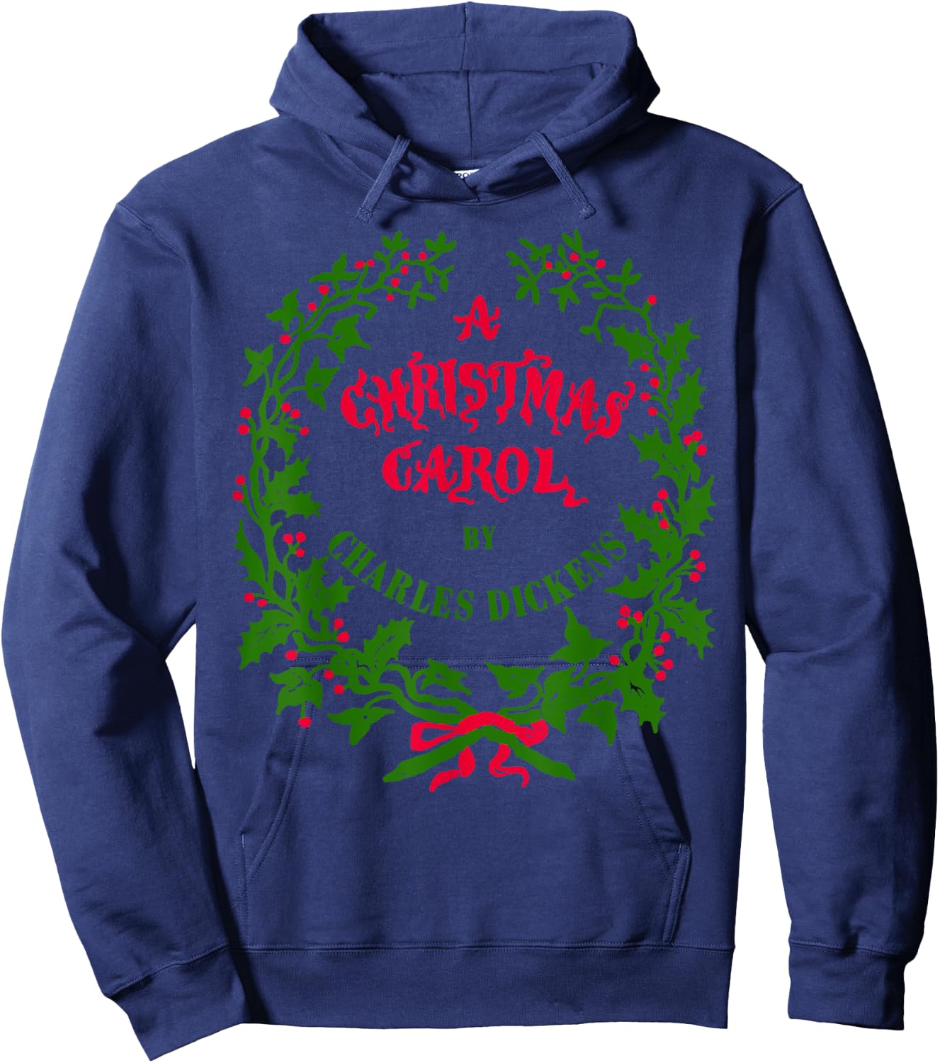 Vintage Mistletoe Wreath A Christmas Carol Art Hoodie - Hoodie | Navy