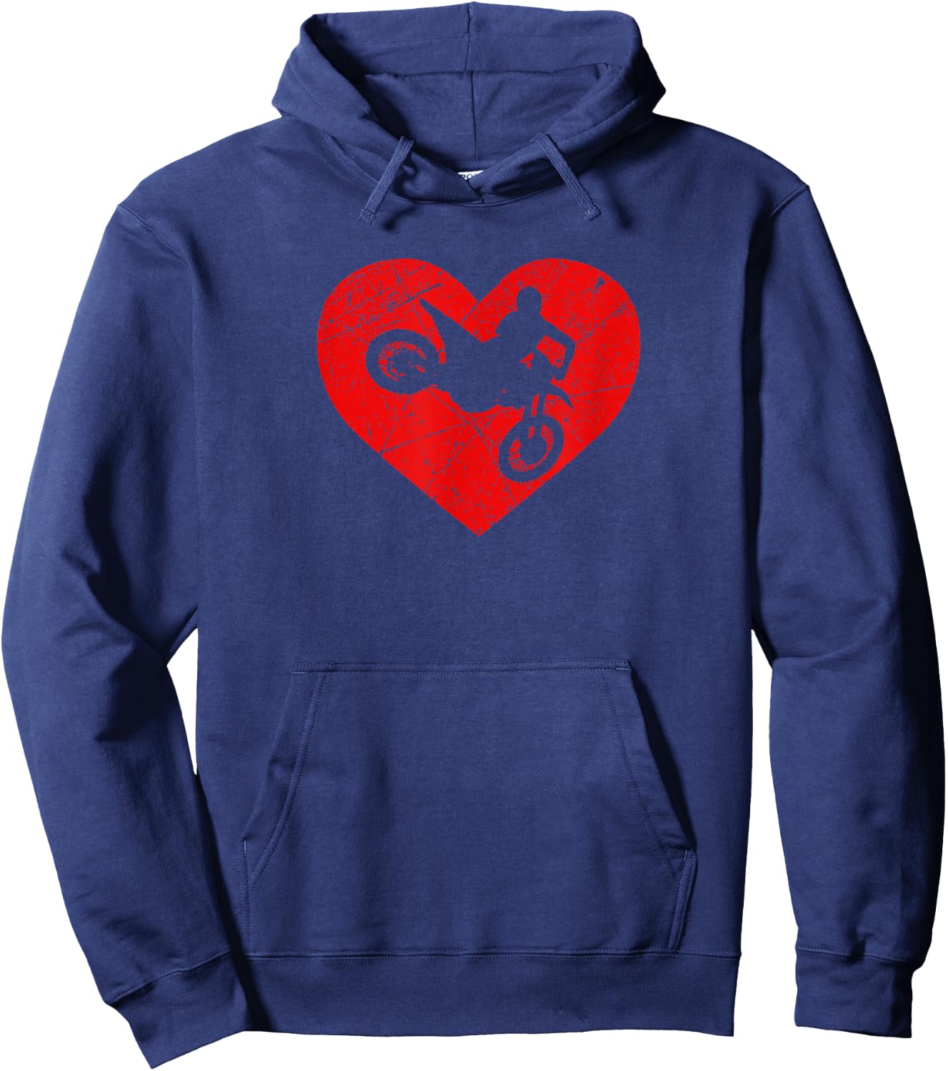 Vintage Dirt Bike Motorcycle Heart Love Valentine's Day Hoodie - Hoodie | Navy