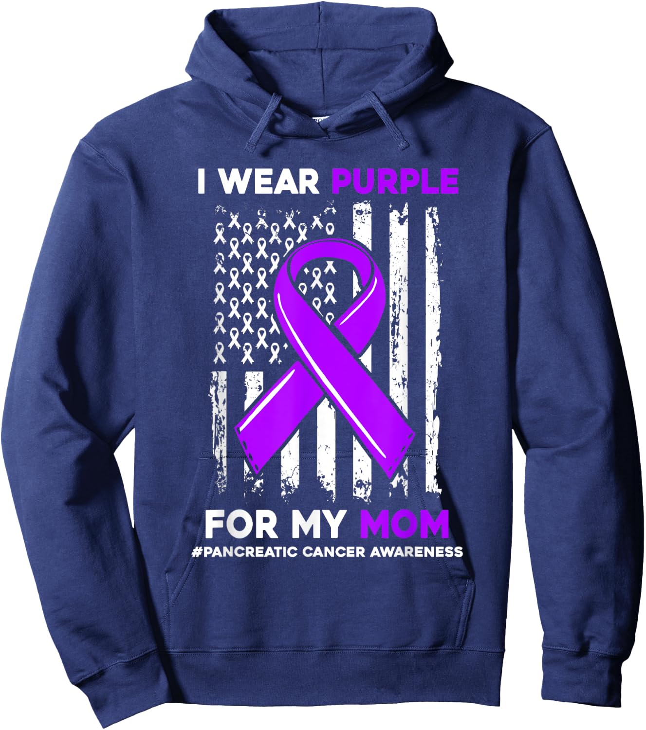 I Wear Purple For My Mom Mother Pancreatic Cancer Awareness Hoodie - Hoodie | Navy