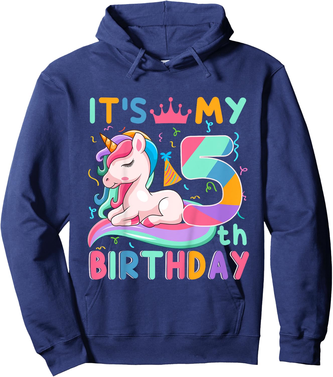 Kids It's My 5th Birthday Unicorn Lover Kid 5 Years Old Birthday Hoodie - Hoodie | Navy