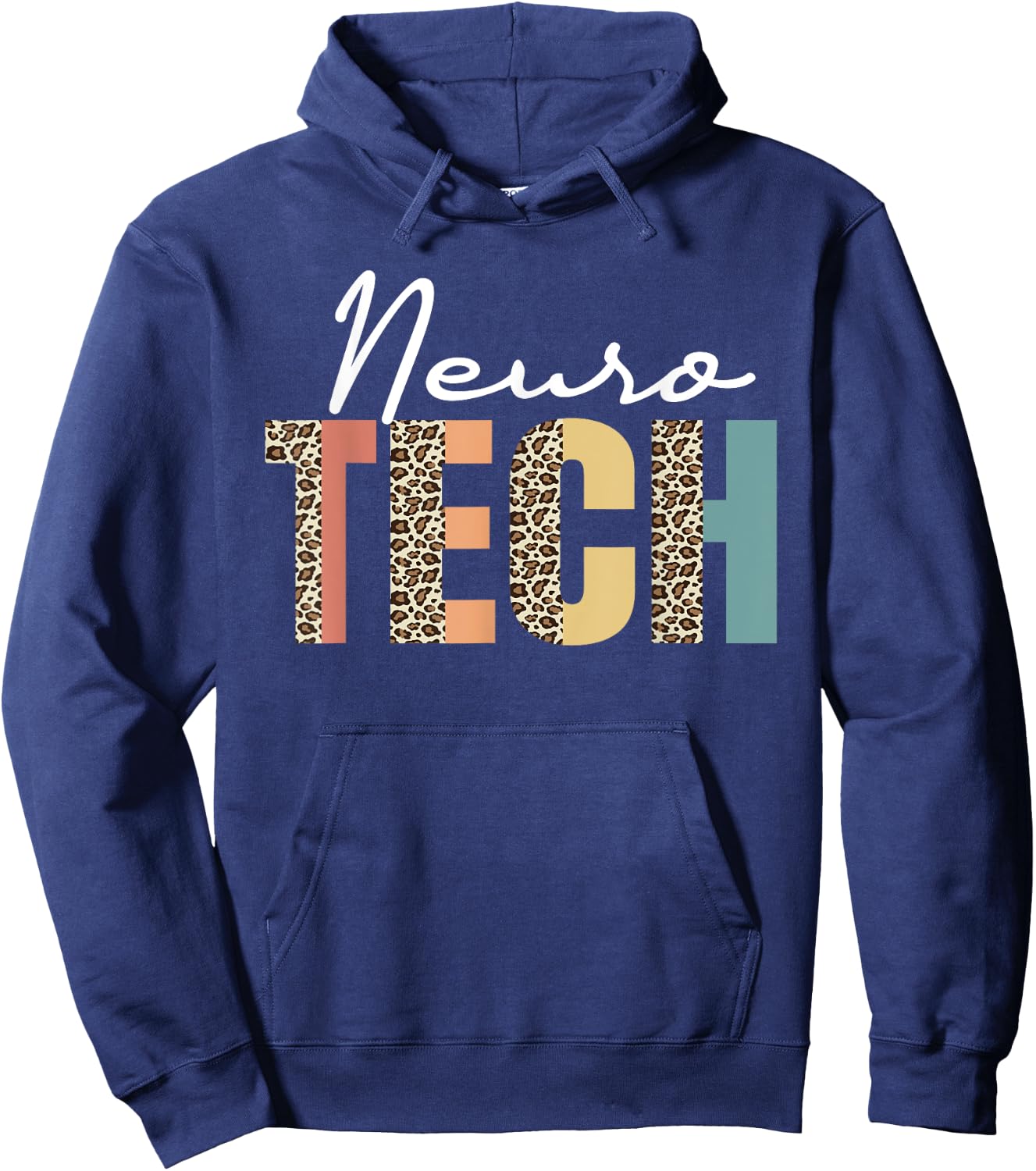 Neuro Tech Leopard Pattern Neurology Nursing EEG Brain Waves Hoodie - Hoodie | Navy
