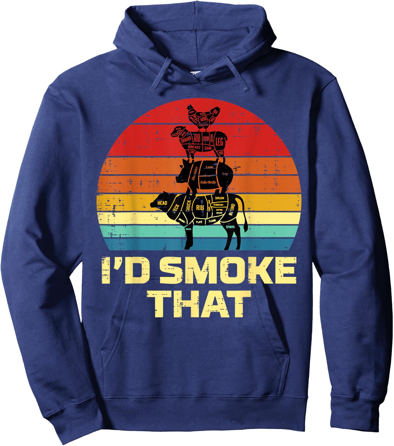 Id Grill That Retro Bbq Barbecue Grill Meat Lover Men Women Hoodie - Hoodie | Navy
