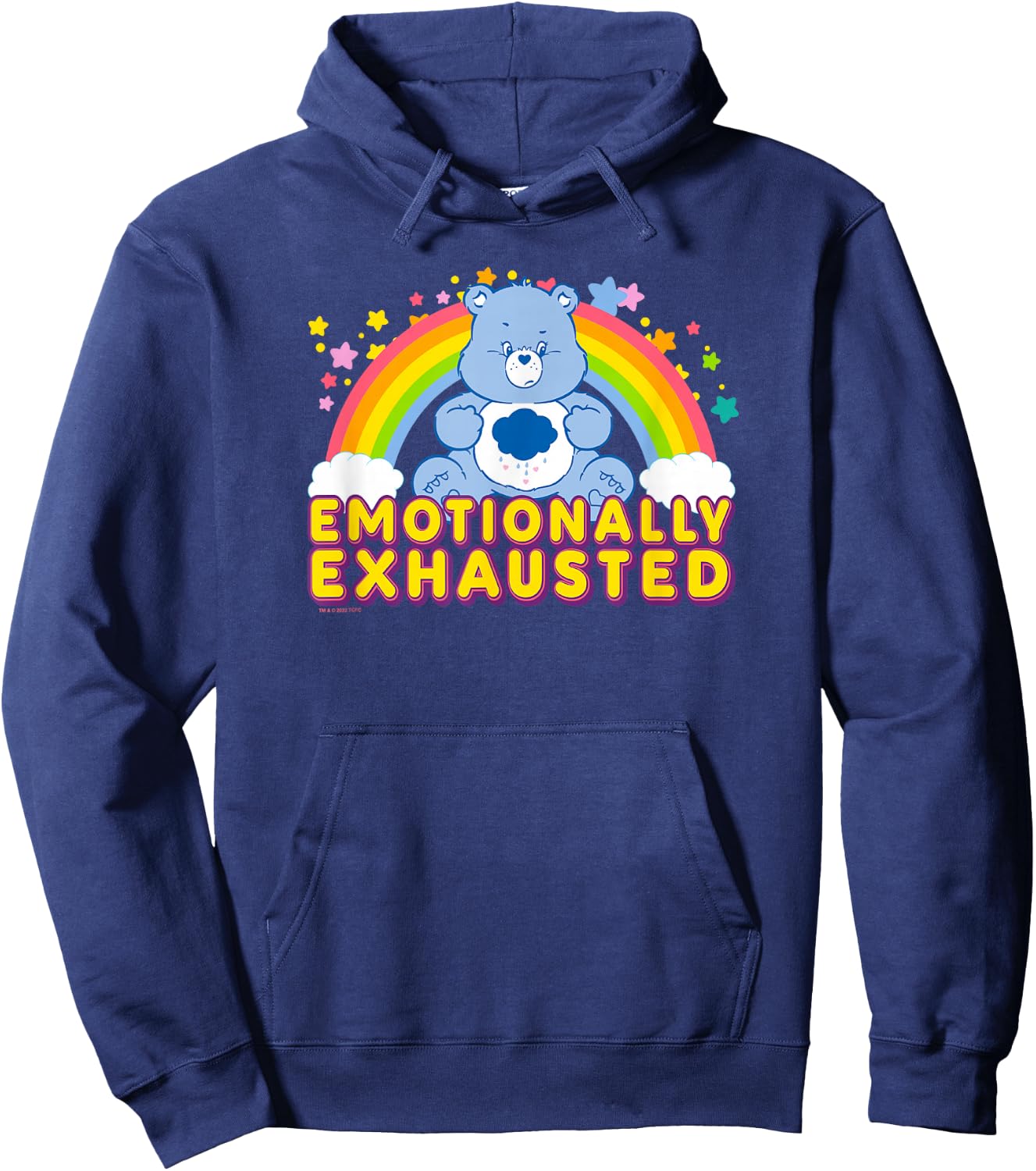 Care Bears Emotionally Exhausted Rainbow Grumpy Bear Icon Hoodie - Hoodie | Navy