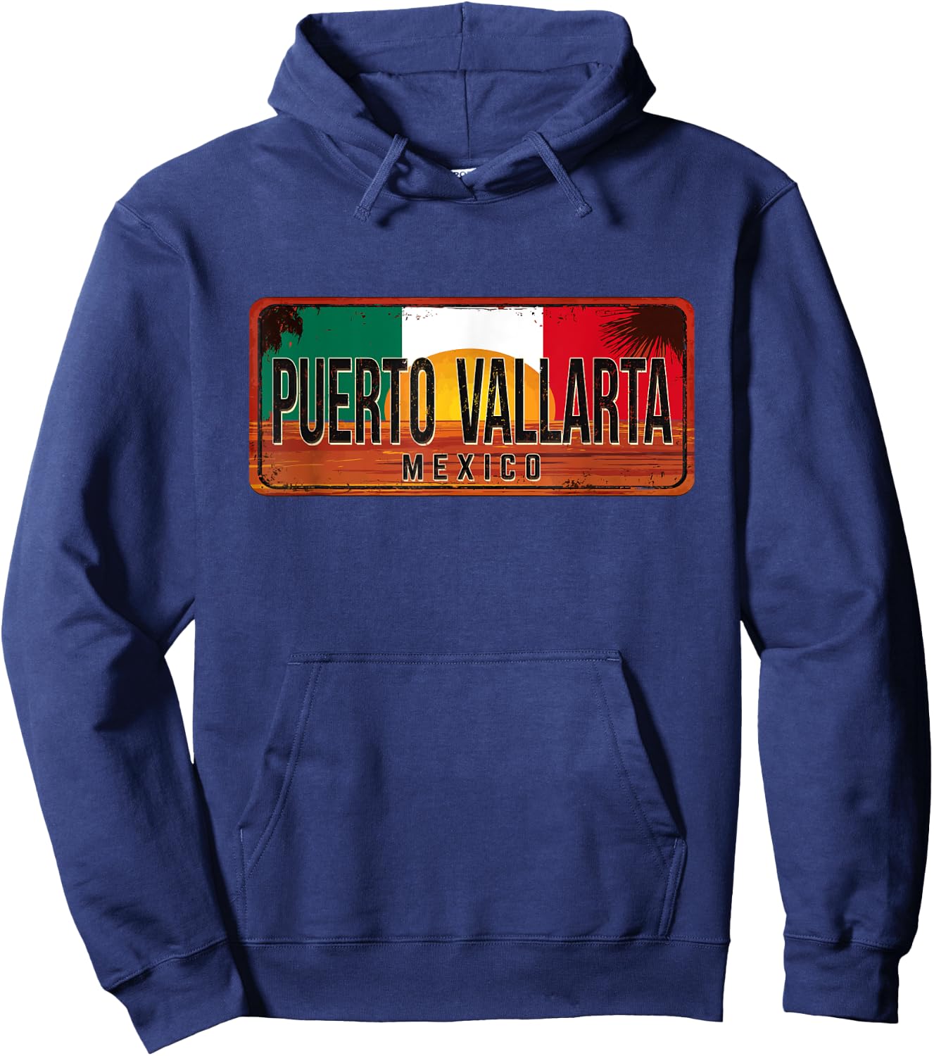 Puerto Vallarta Mexico Vintage Sunset Rusty Metal Sign Hoodie - Hoodie | Navy