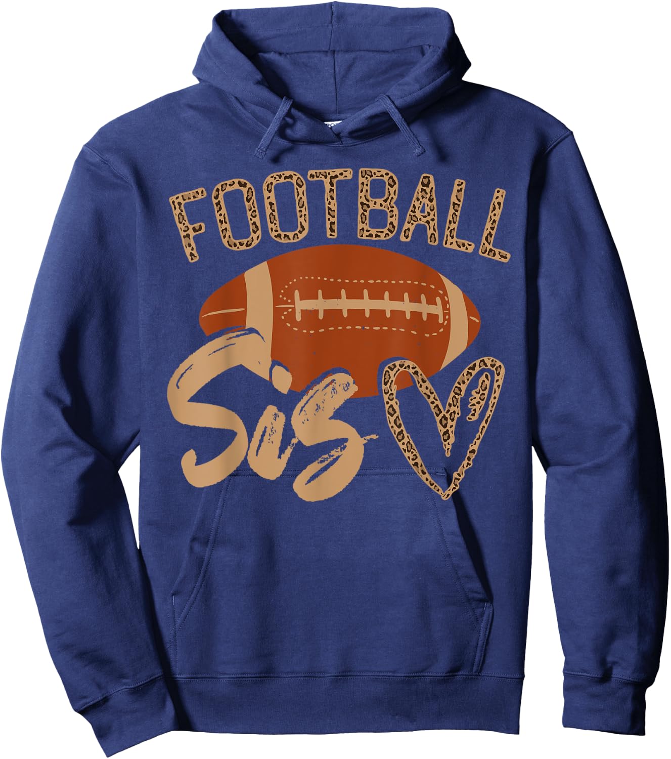 Football Sister Leopard Family Matching Outfit Hoodie - Hoodie | Navy