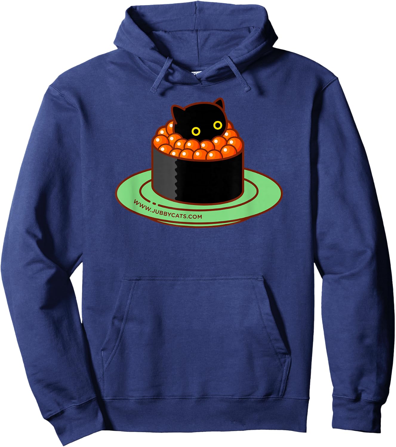 Sushi Cats - IKURA (Salmon Roe) Kawaii, Cute, Japanese Food Hoodie - Hoodie | Navy