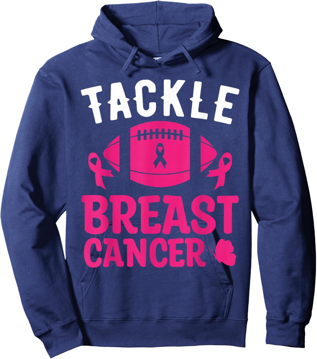 Breast Cancer Awareness Football Tackle Breast Cancer Hoodie - Hoodie | Navy