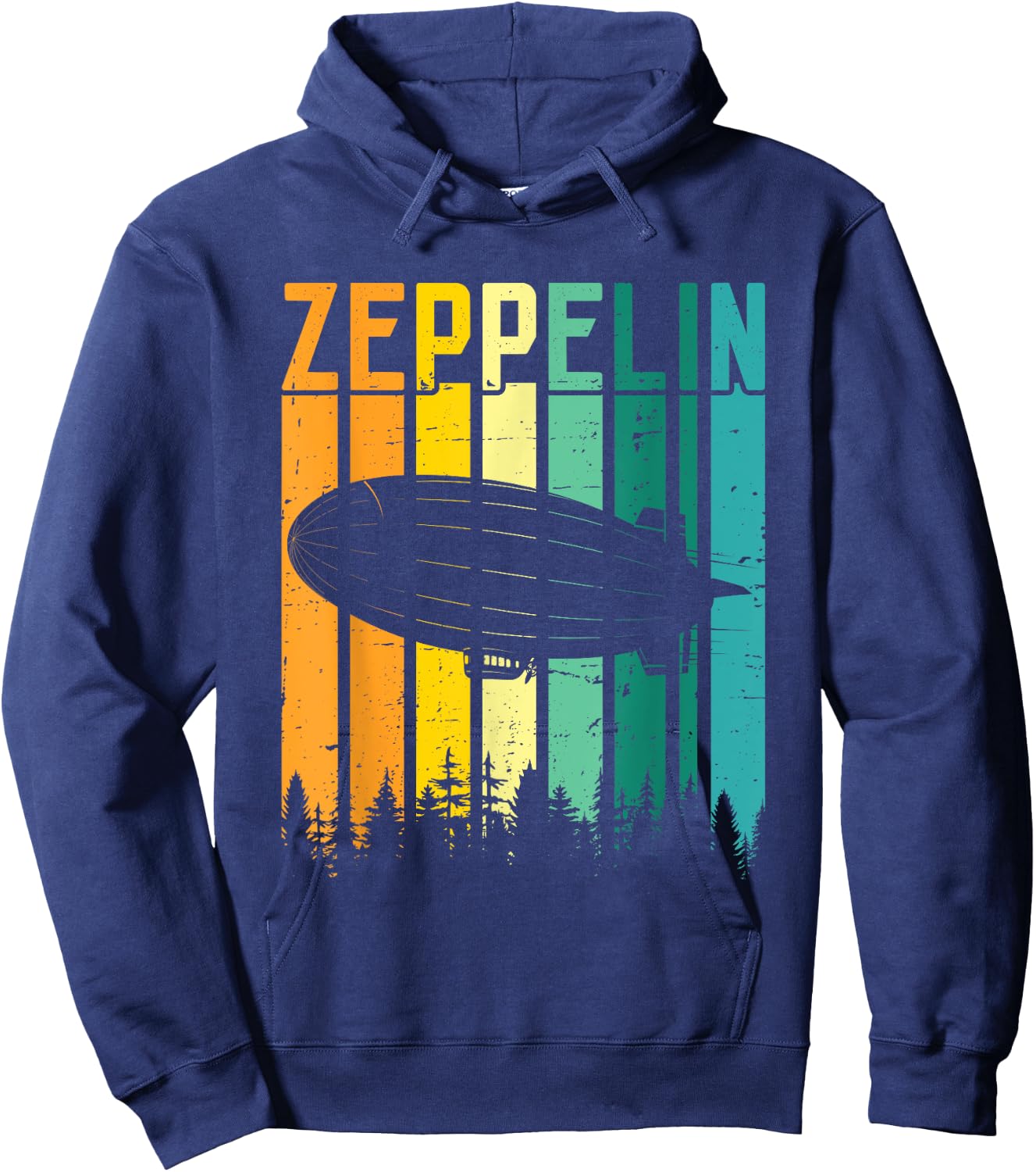 Retro Zeppelin 70s 80s Dirigible Airship Zepelin Zepplin Hoodie - Hoodie | Navy
