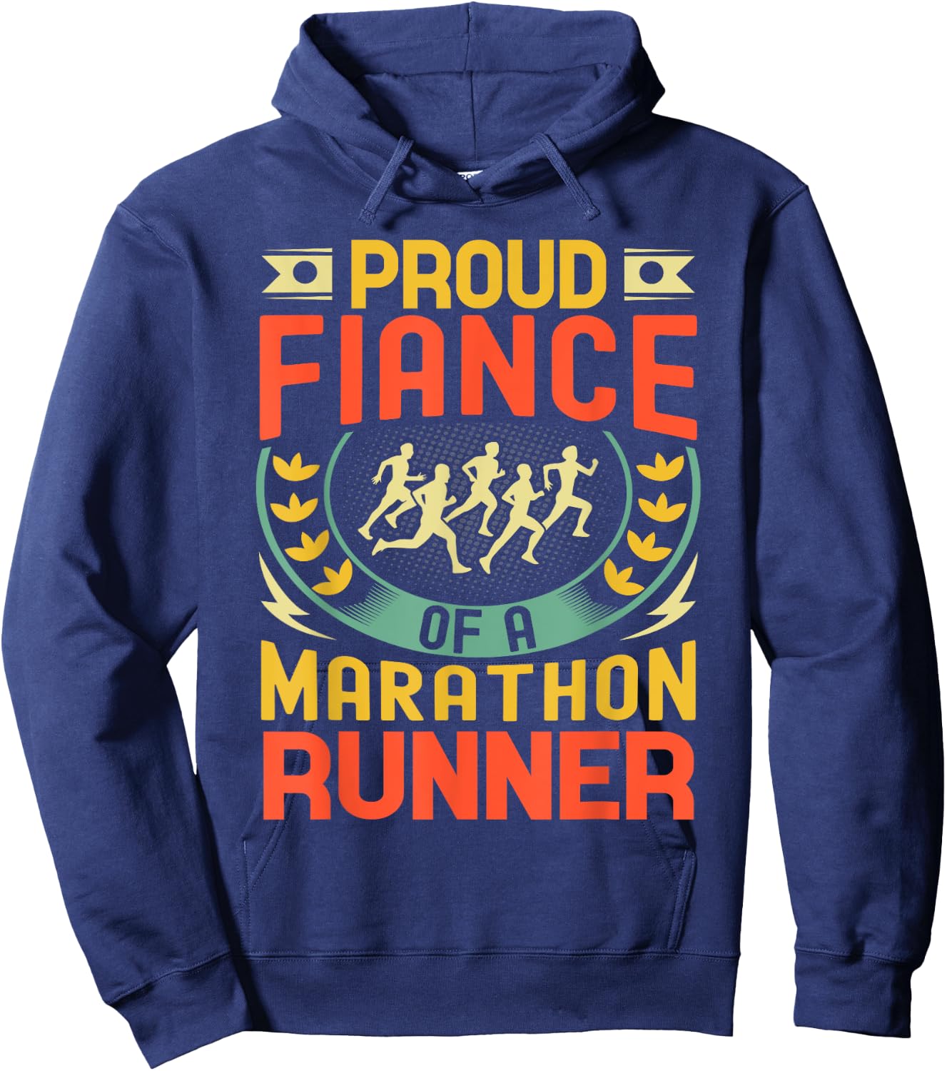 Proud Fiance of a marathon runner gifts retro vintage Hoodie - Hoodie | Navy