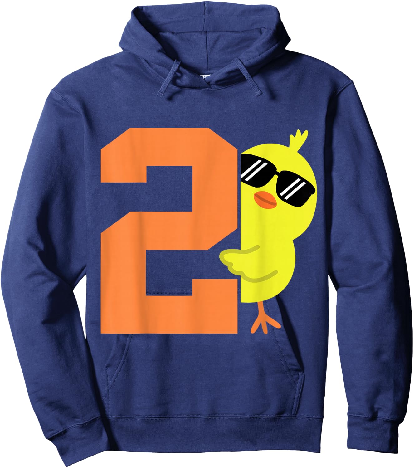 Toddler 2nd Birthday Chicken Themed 2 Year Old Boy Kid Chick Hoodie - Hoodie | Navy