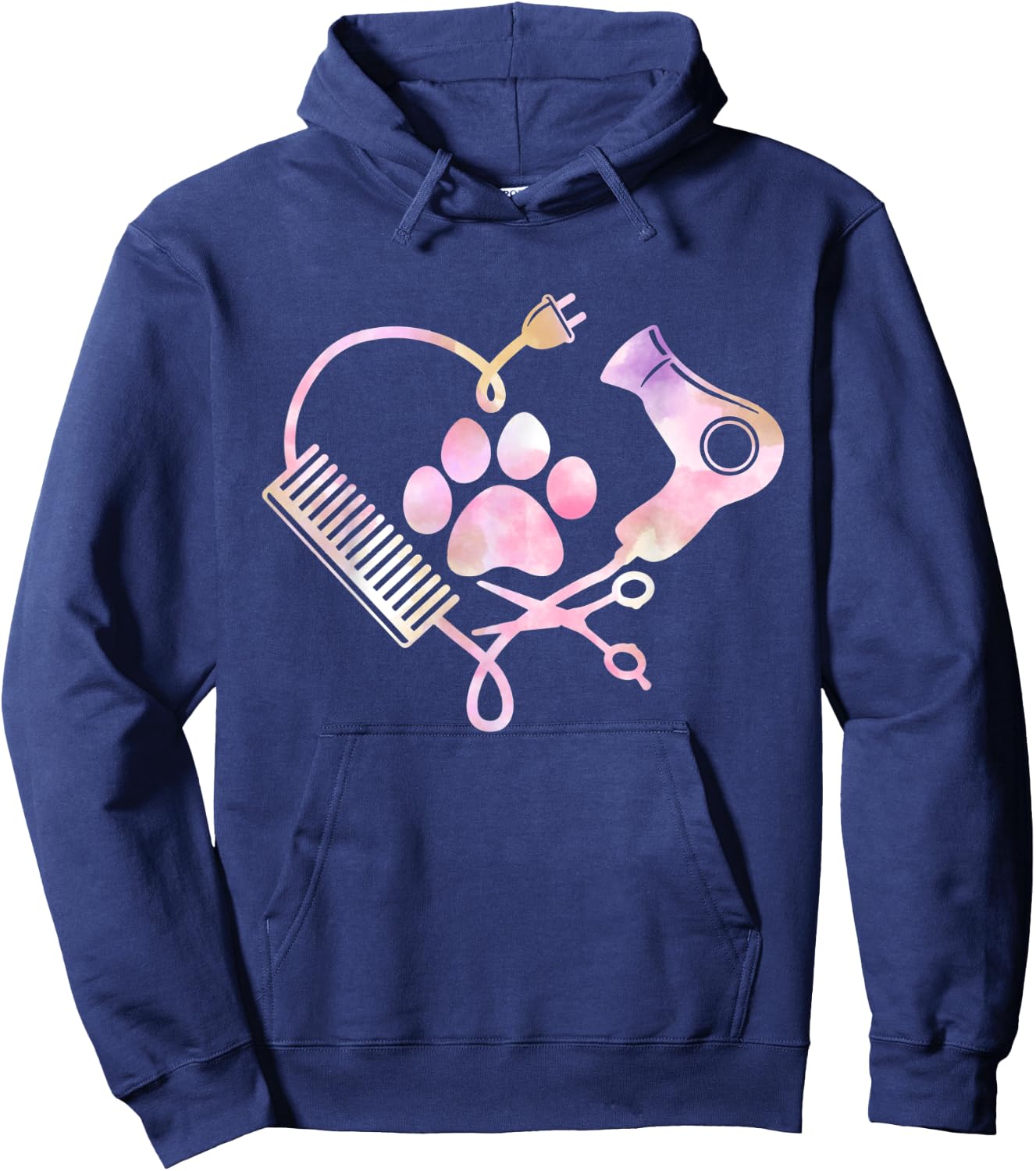 Dog Grooming Hair Dryer Heart Shirt Dog Groomer Gifts Hoodie - Hoodie | Navy