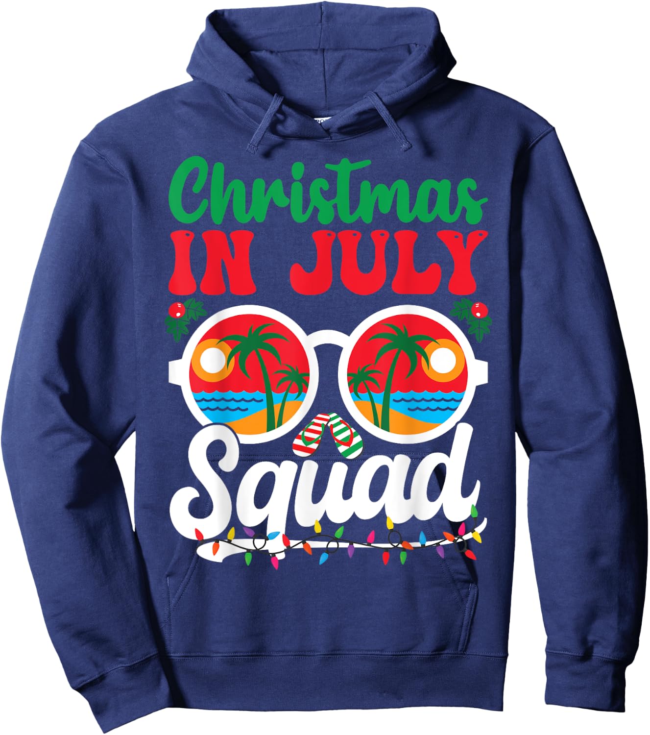 Christmas In July Squad Shirt Family Beach Vacation Summer Men Women Kids Hoodie - Hoodie | Navy