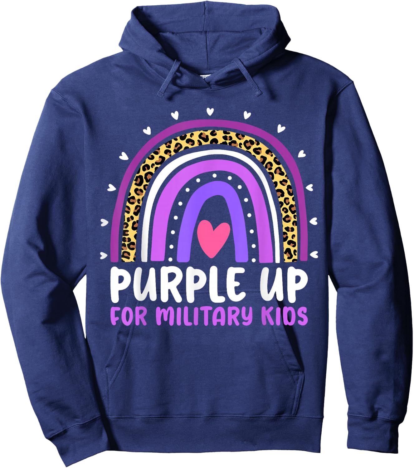 Purple Up for Military Kids Month Military Child Rainbow Small Hoodie - Hoodie | Navy