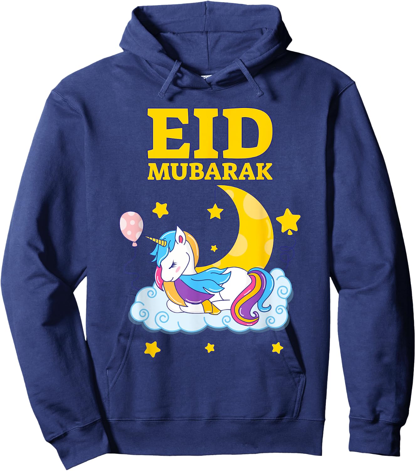 Eid Mubarak Present for kids Mom Girls Eid Mubarak Unicorn Hoodie - Hoodie | Navy