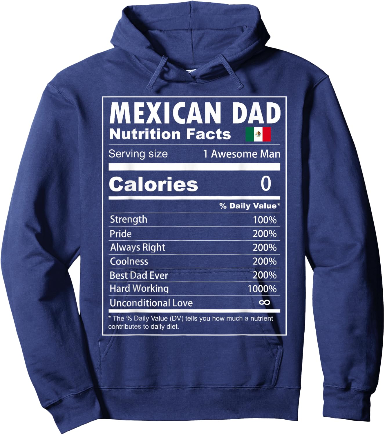 Mexican Dad Nutrition Facts Proud Mexican Father Hoodie - Hoodie | Navy