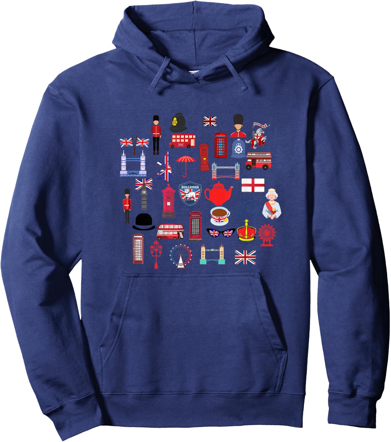 London British, England Uk, Union Jack Flags, Great Britain Hoodie - Hoodie | Navy