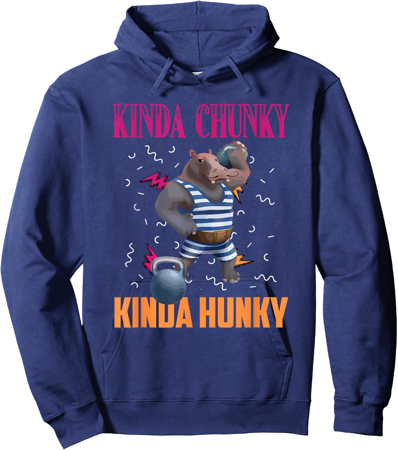 Kinda Chunky Kinda Hunky Weightlifting Bodybuilding Gym Hoodie - Hoodie | Navy
