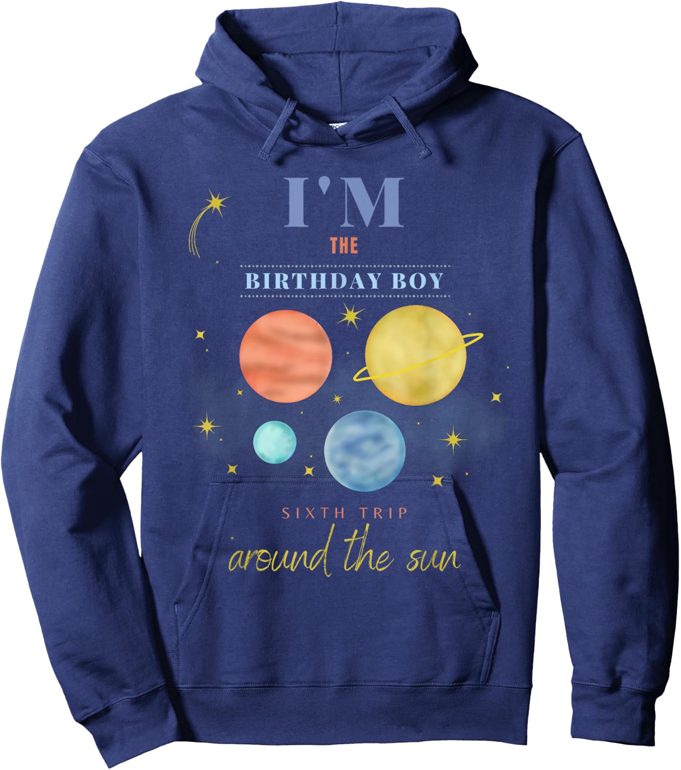 Birthday Boy Sixth Trip Around The Sun Space 6th Bday Hoodie - Hoodie | Navy