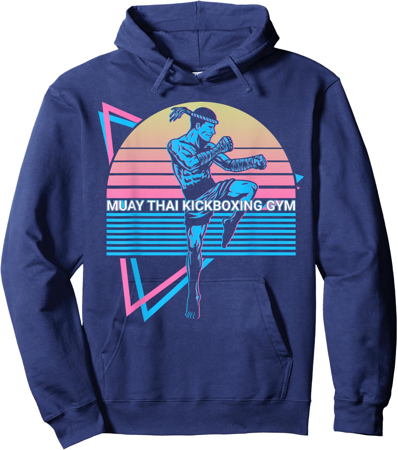 Muay Thai Kickboxing Retro Muay Thai Kickboxing Gym Hoodie - Hoodie | Navy