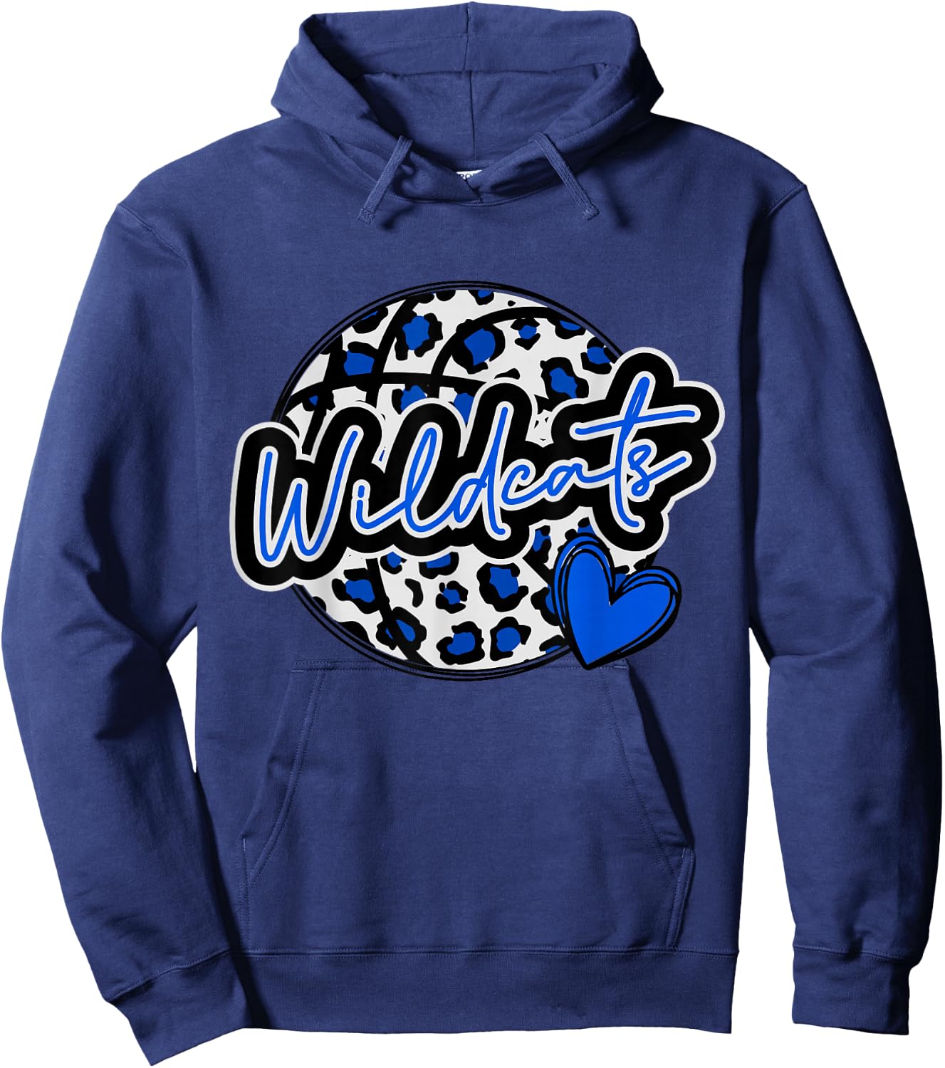 Leopard Cheetah Basketball Wildcats Blue Spirit Game Hoodie - Hoodie | Navy