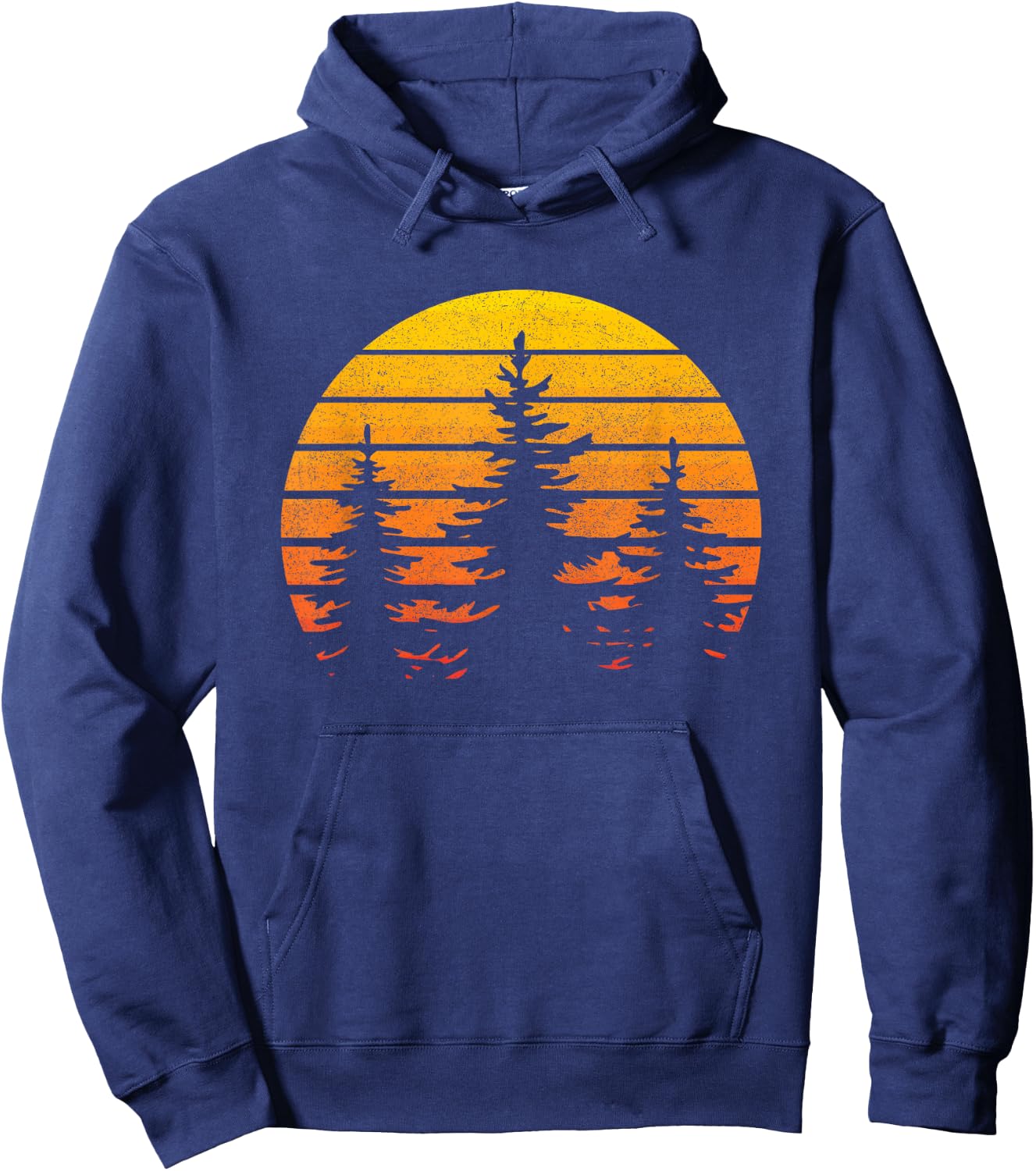 Vintage Forest Trees Outdoors Nature Retro Graphic Women Men Hoodie - Hoodie | Navy