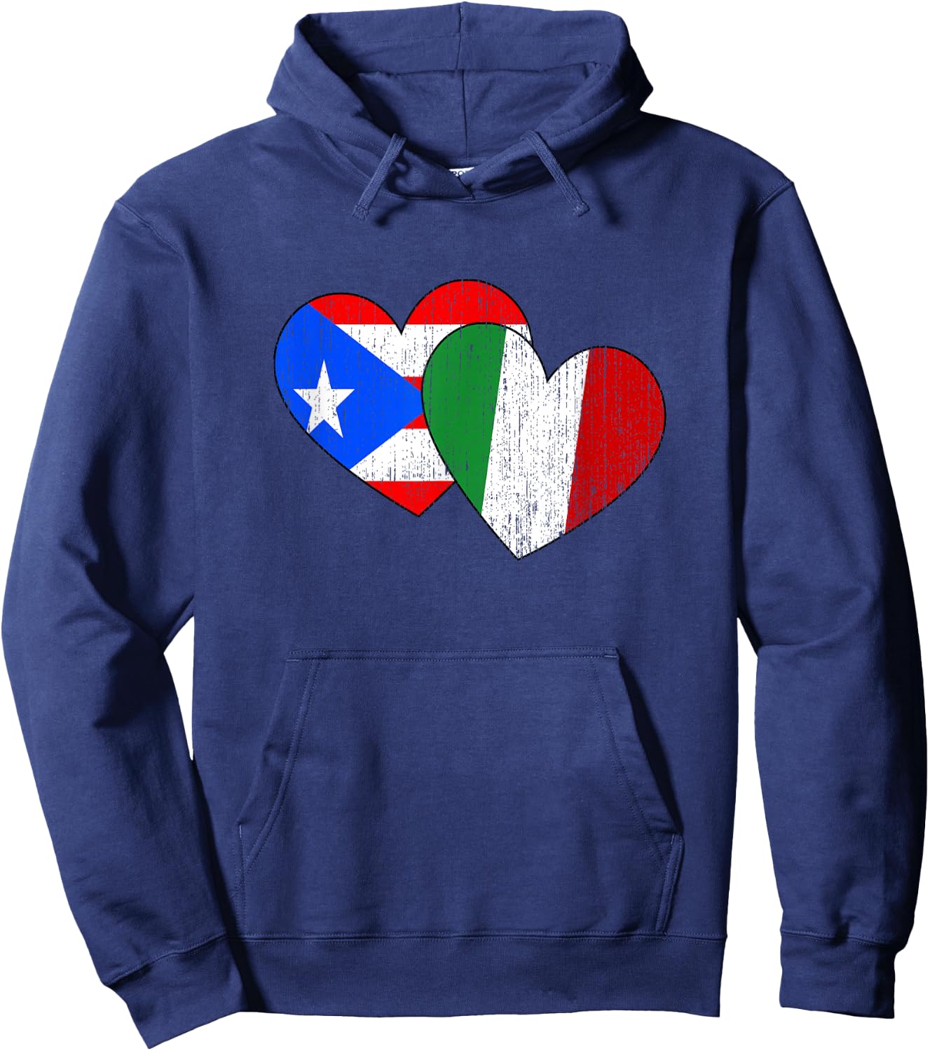 Half Italian And Puerto Rican Rico Italy Flag Heart Boricua Hoodie - Hoodie | Navy